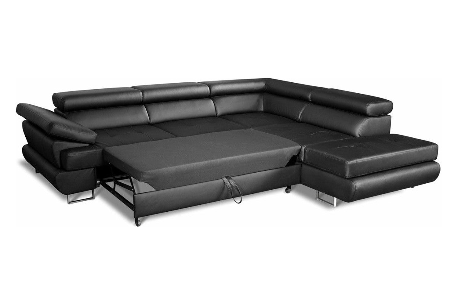 Maxima Luton Sectional Sleeper Sofa - Black, Right Corner