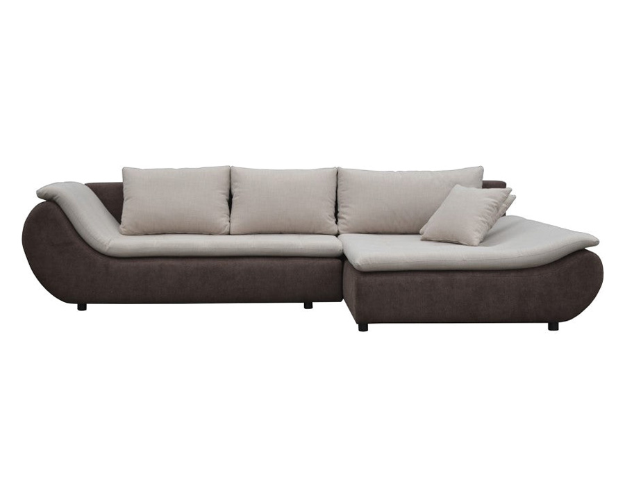 Maxima Prato Sectional Sleeper Sofa - Brown/Cream, Right Corner