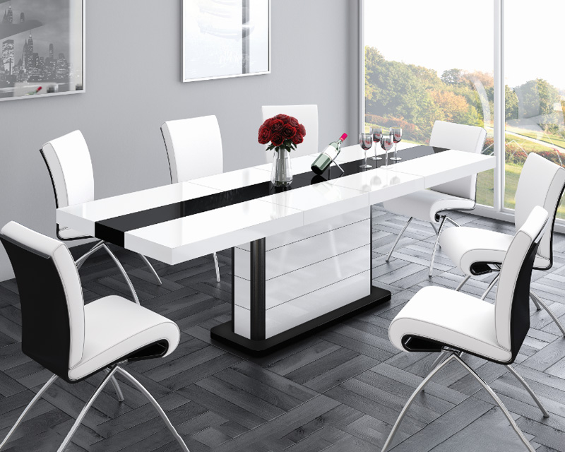 Maxima - Pianosa White Gloss Dining Table with Extension in White Gloss