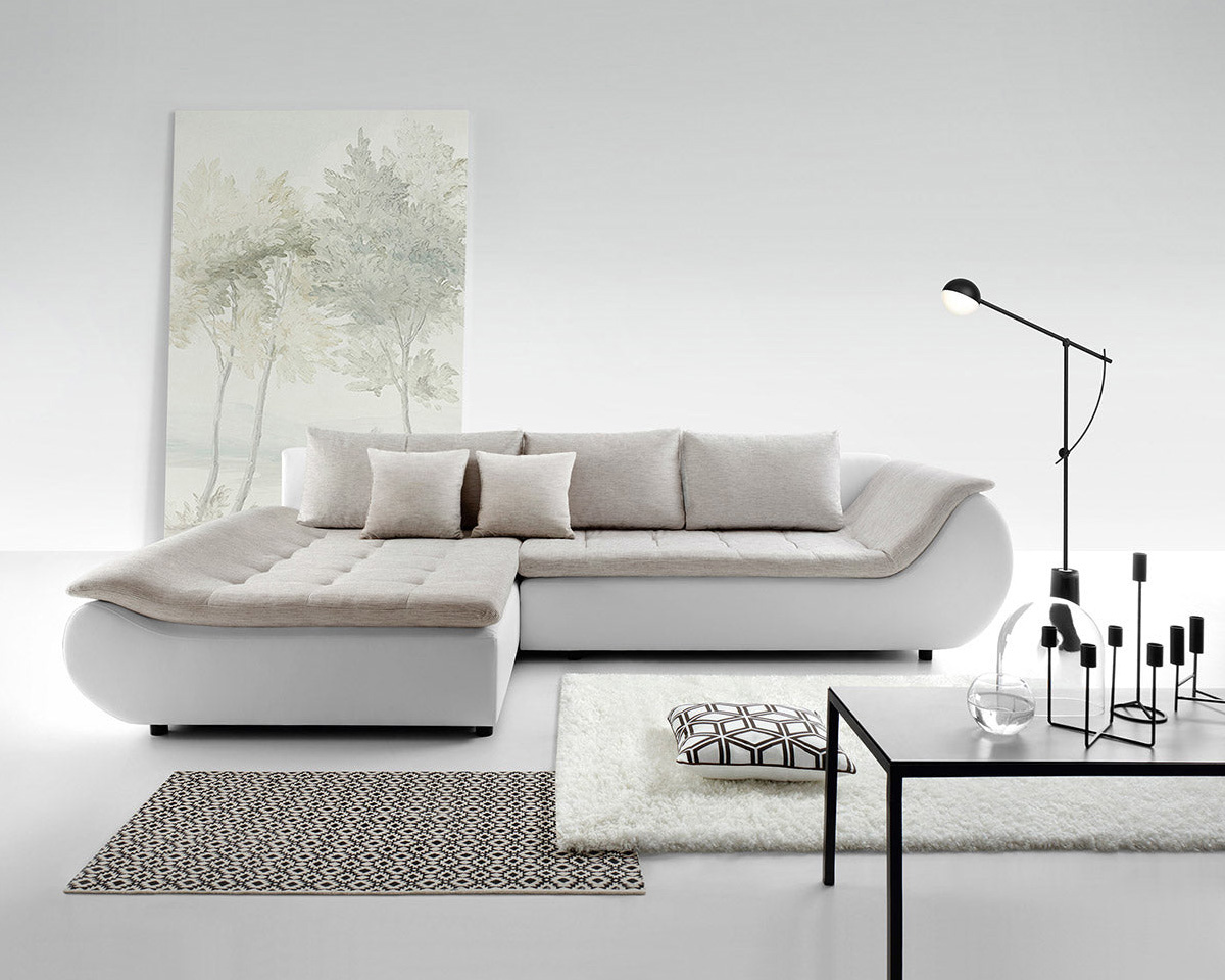Maxima Ingrid Sectional Sleeper Sofa - White/Beige, Right Corner