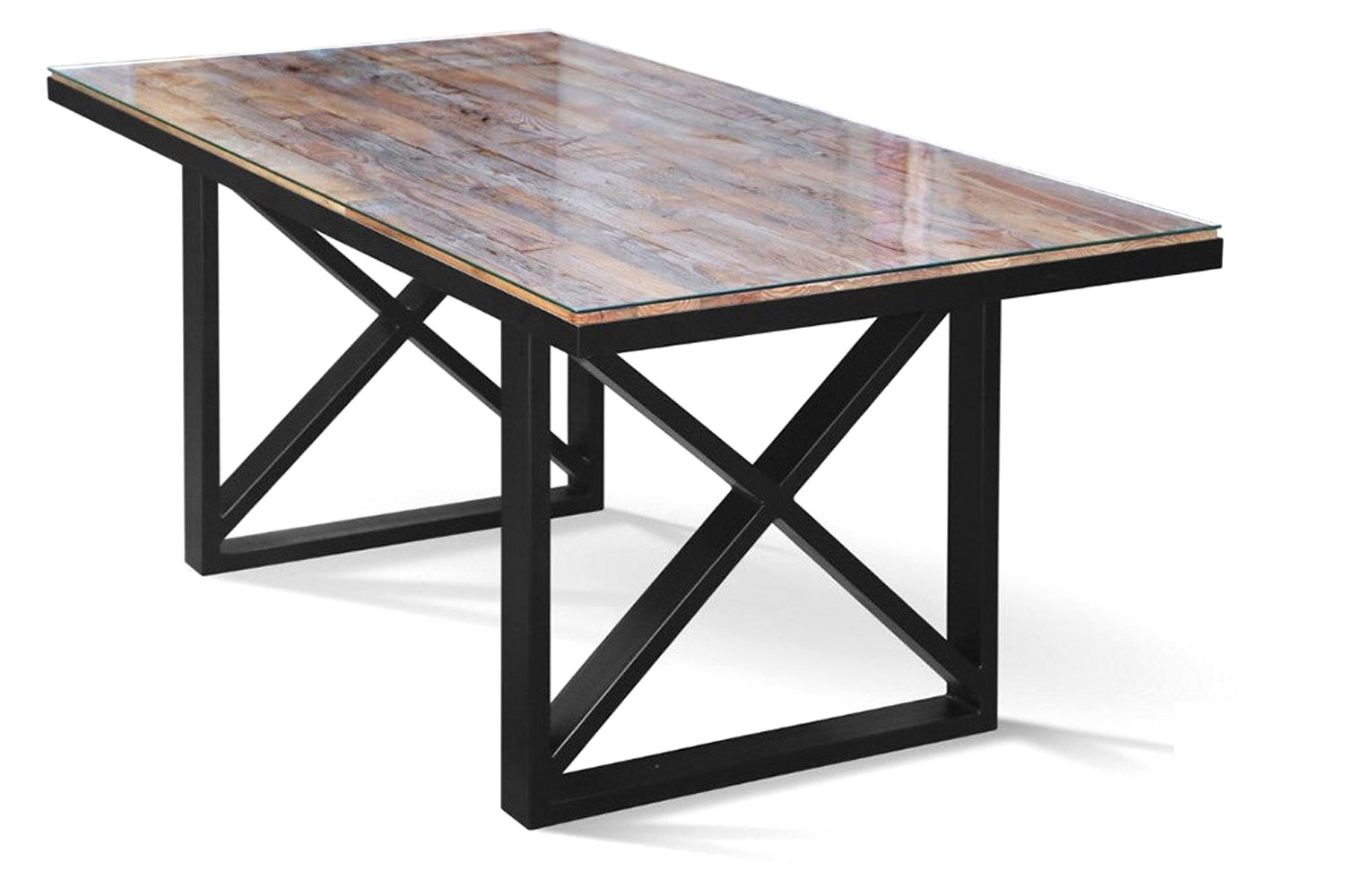 Maxima Kanto Glass Top Solid 78.5" Dining Table - Wood/Black