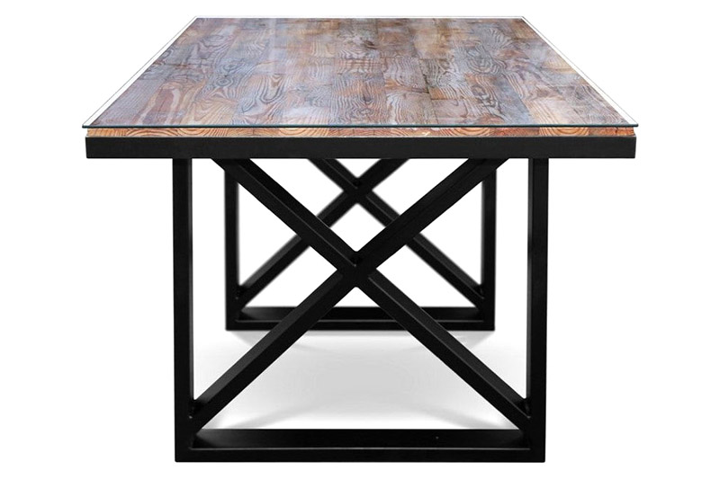 Maxima Kanto Glass Top Solid 78.5" Dining Table - Wood/Black