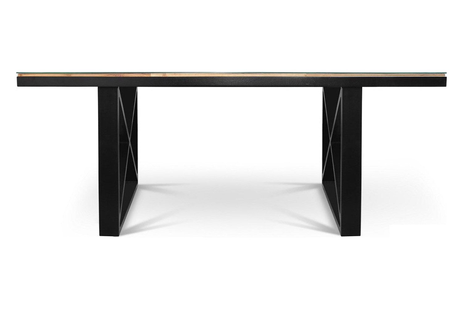 Maxima Kanto Glass Top Solid 78.5" Dining Table - Wood/Black