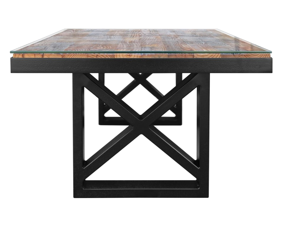 Maxima Kanto-T Glass Top Solid 70.8" Dining Table - Wood/Black