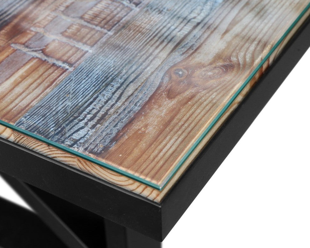 Maxima Kanto-T Glass Top Solid 70.8" Dining Table - Wood/Black