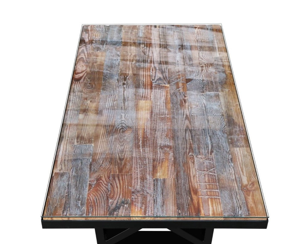Maxima Kanto-T Glass Top Solid 70.8" Dining Table - Wood/Black