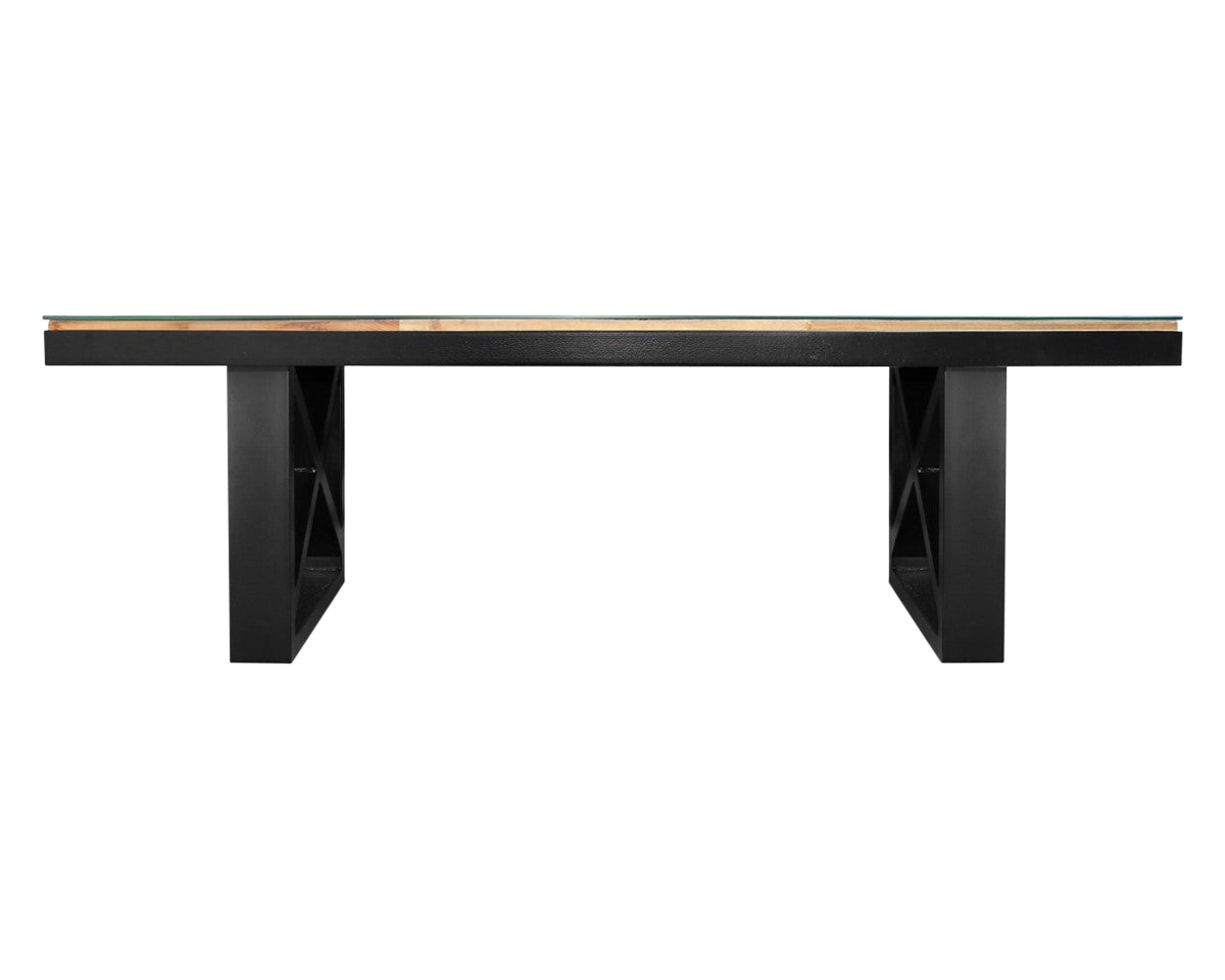 Maxima Kanto-T Glass Top Solid 70.8" Dining Table - Wood/Black