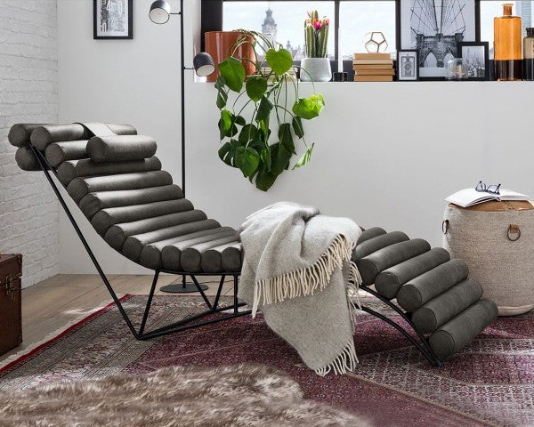 Maxima Rosabel Leather Chaise Lounge - Dark Brown