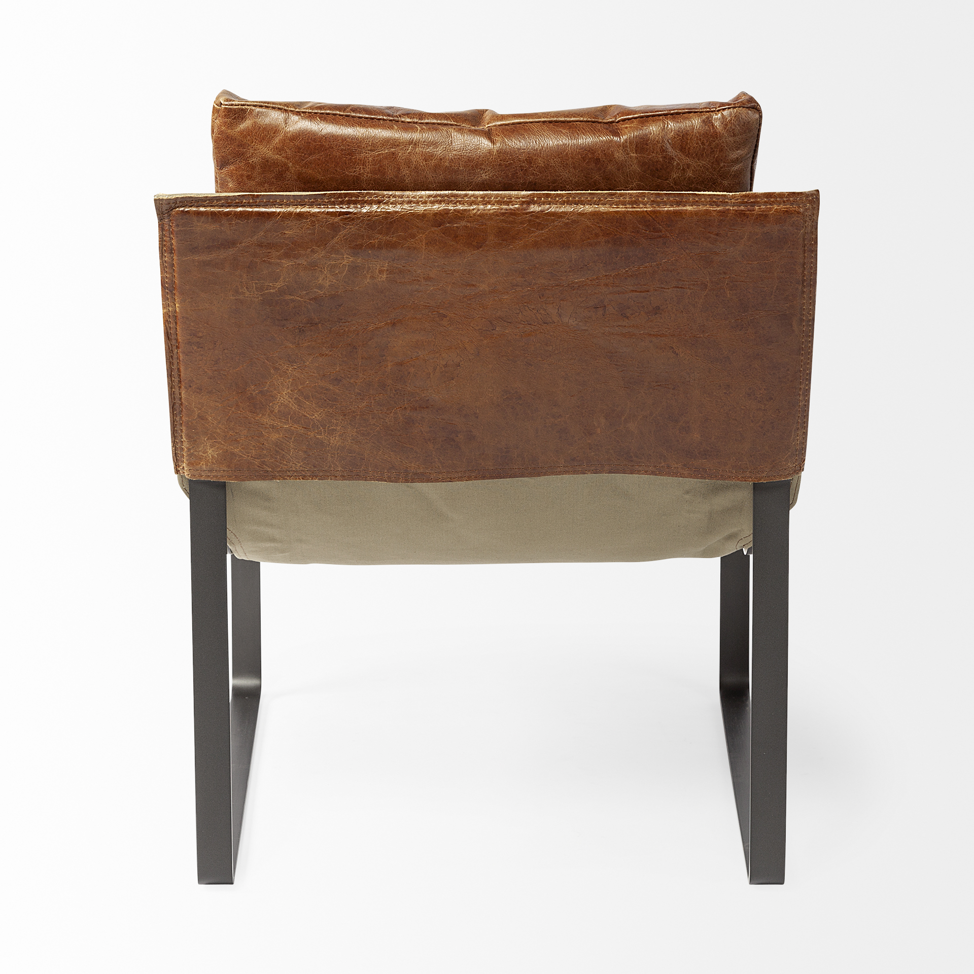 Mercana Hornet Leather Accent Chair - Brown, Metal