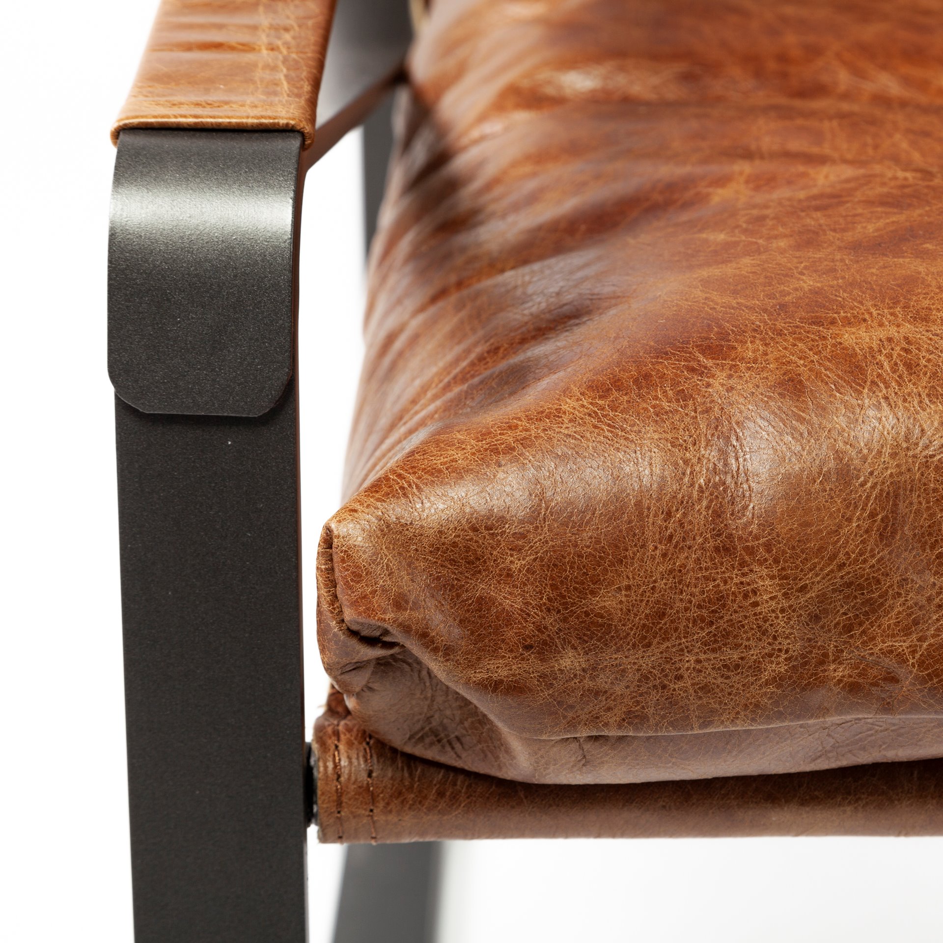 Mercana Hornet Leather Accent Chair - Brown, Metal