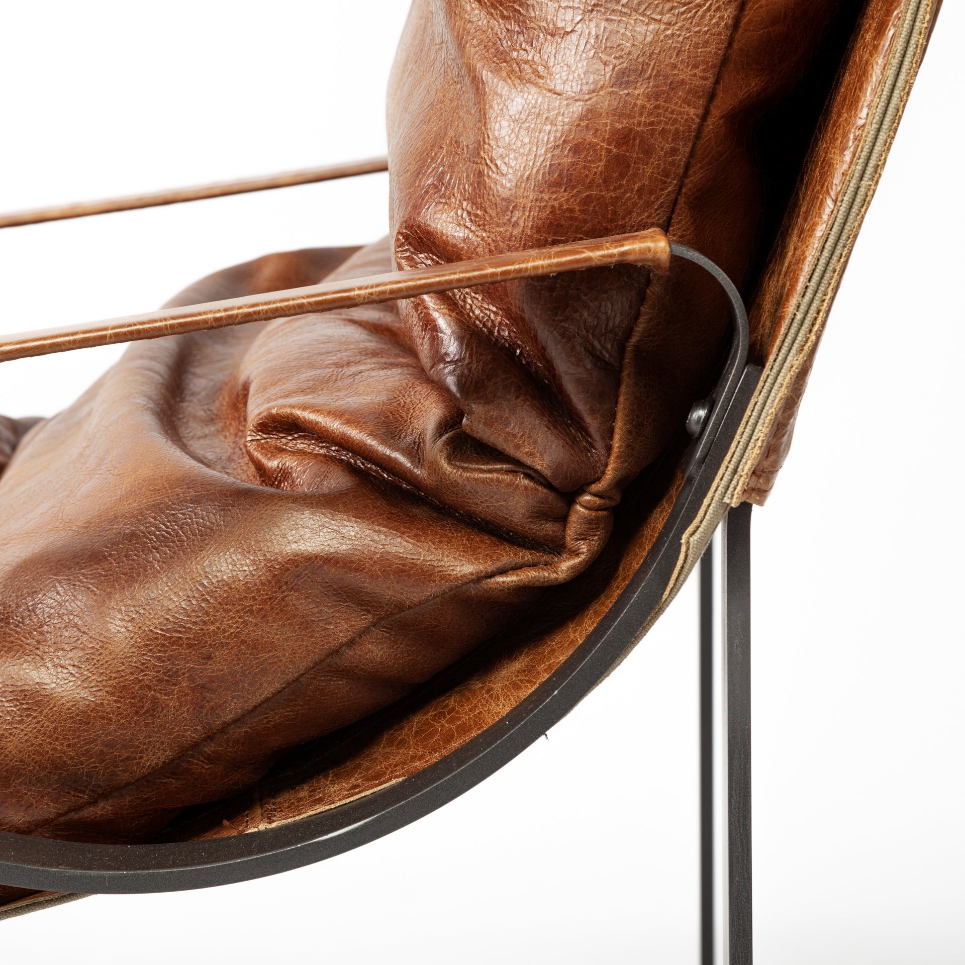 Mercana Hornet Leather Accent Chair - Brown, Metal
