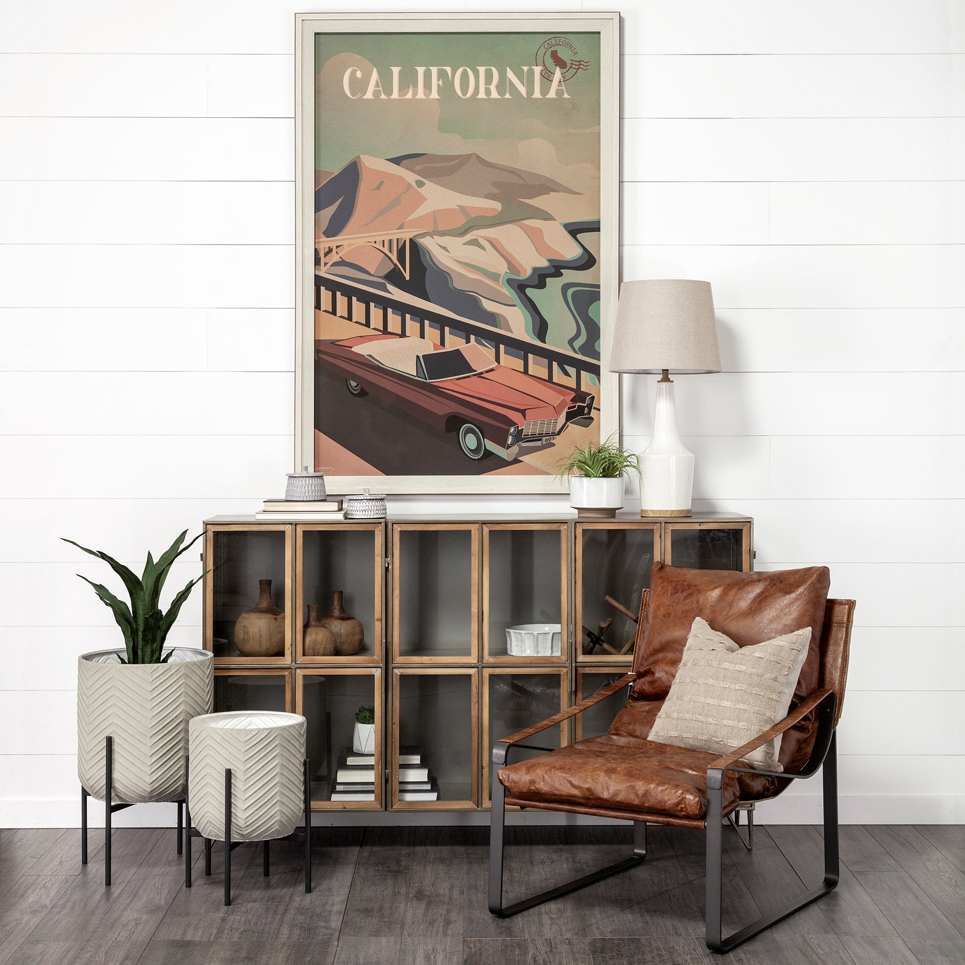 Mercana Hornet Leather Accent Chair - Brown, Metal
