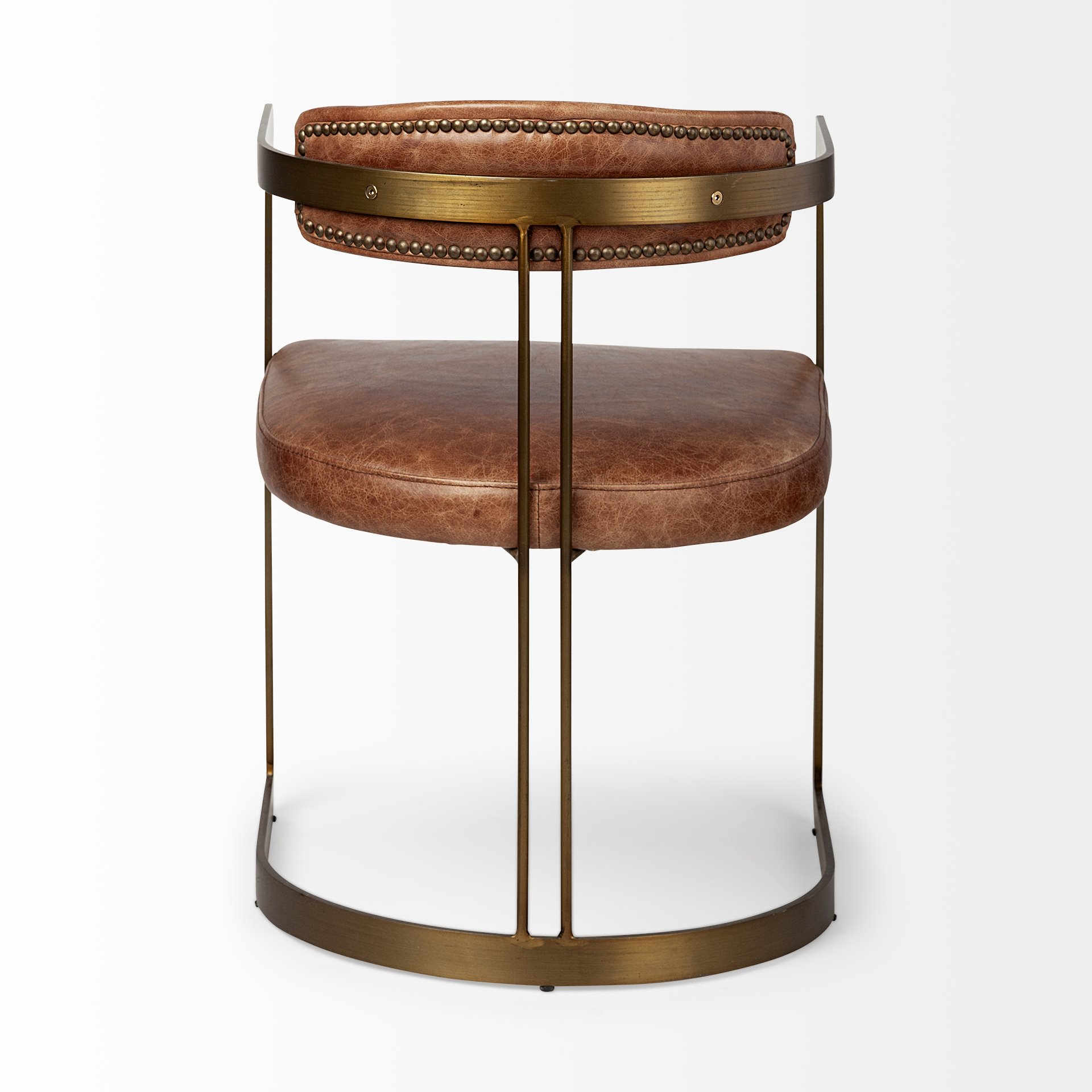 Mercana Hollyfield Leather Dining Chair - Brown, Metal