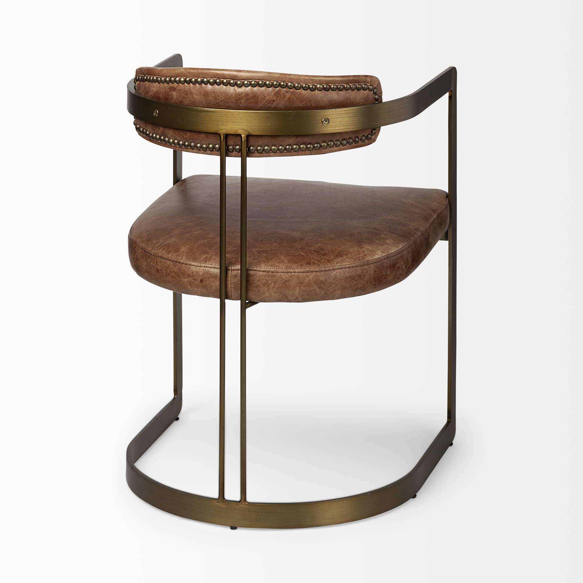 Mercana Hollyfield Leather Dining Chair - Brown, Metal