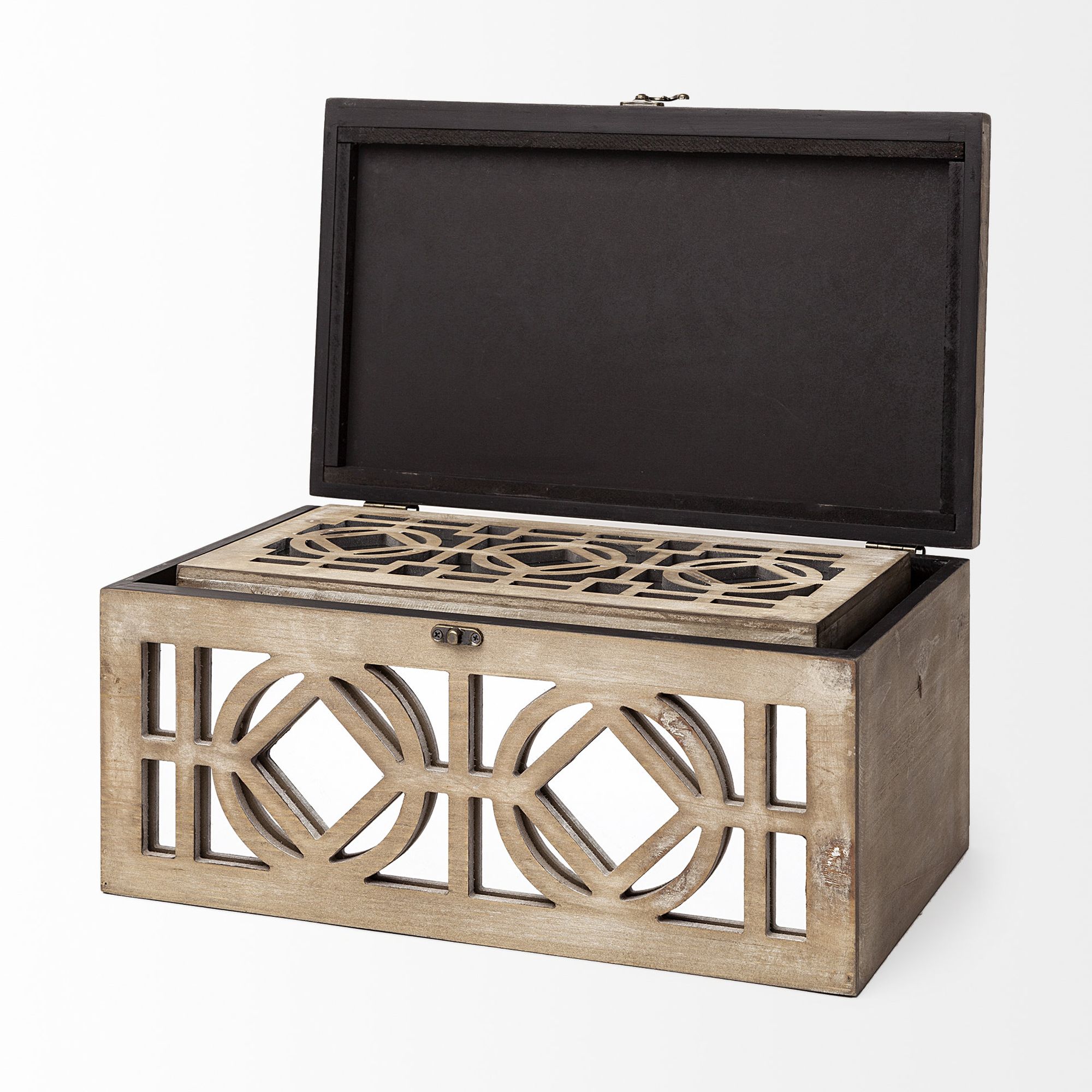 Mercana - Estooki Natural Wood Mirrored Boxes (Set of 2)