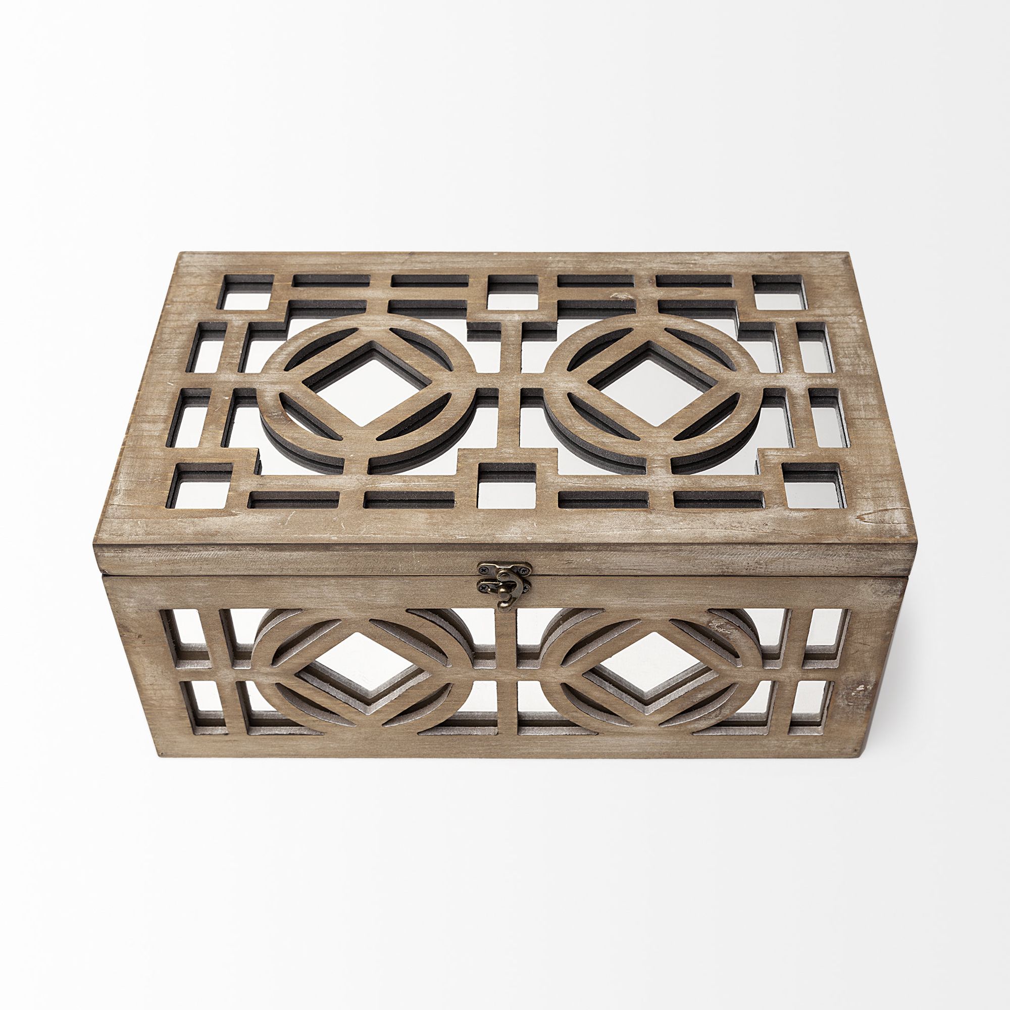 Mercana - Estooki Natural Wood Mirrored Boxes (Set of 2)