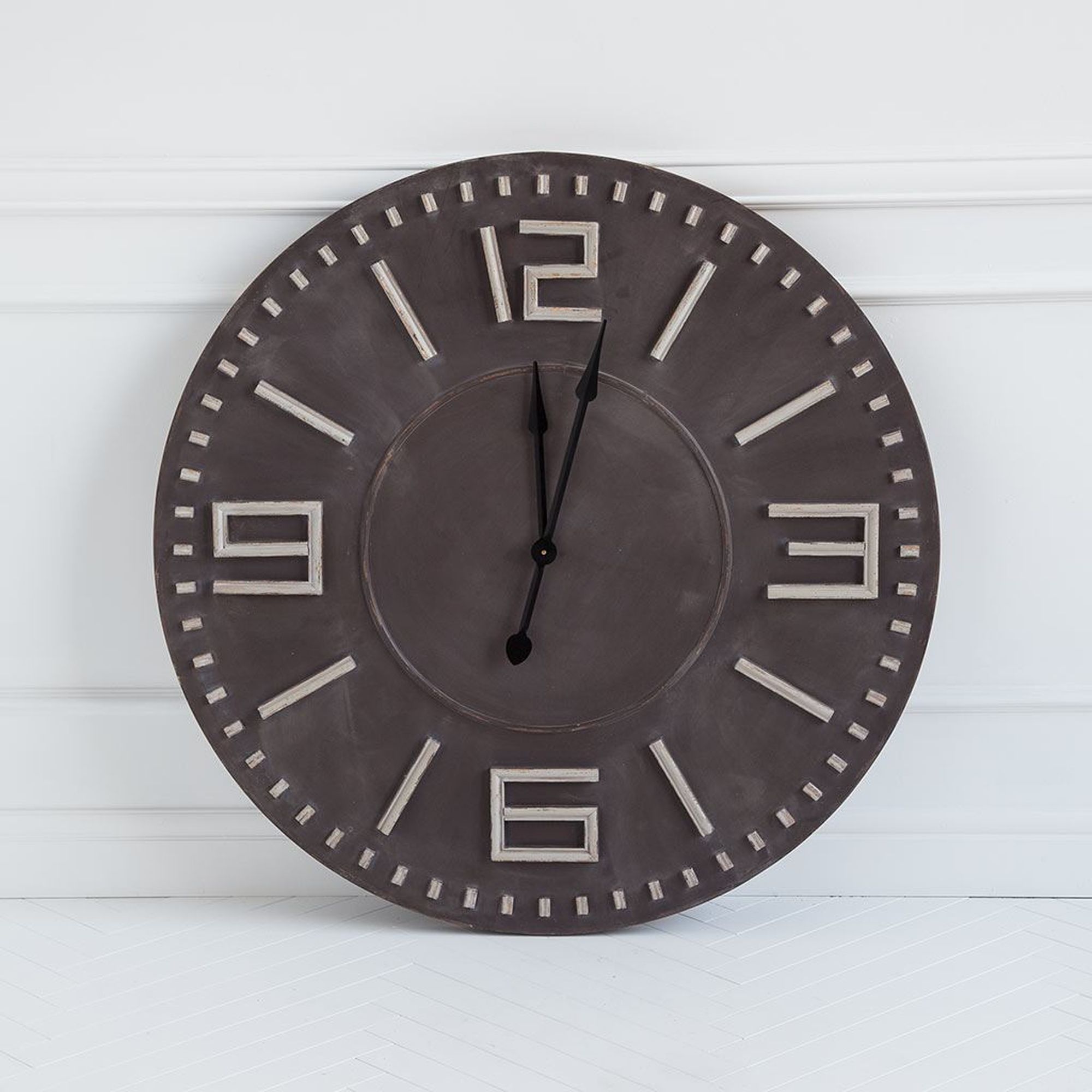 Mercana Devonshire II 42" Round Oversize Industrial Wall Clock - Dark Brown