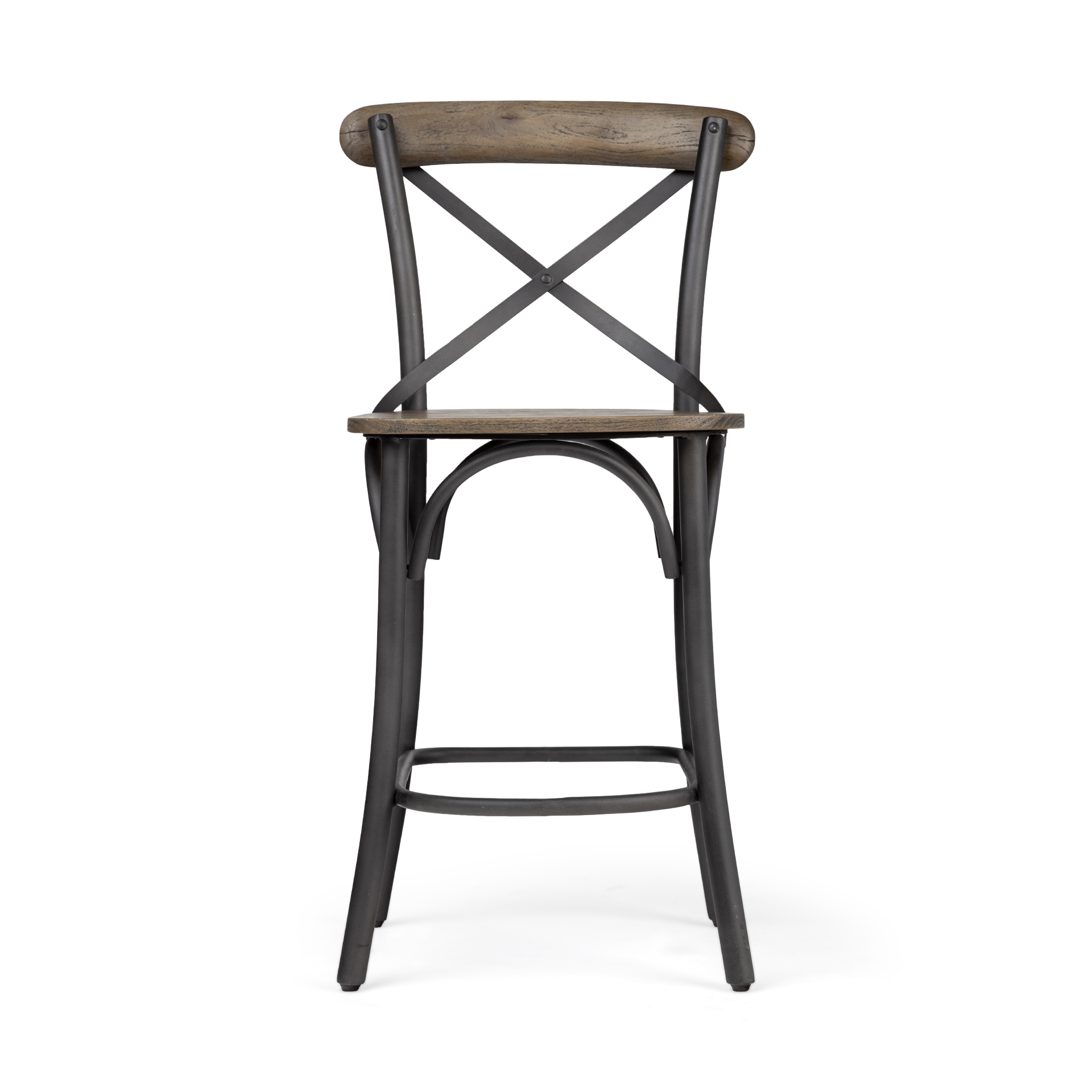Mercana Etienne Wood Seat Bar/Counter Stool - Black, Metal
