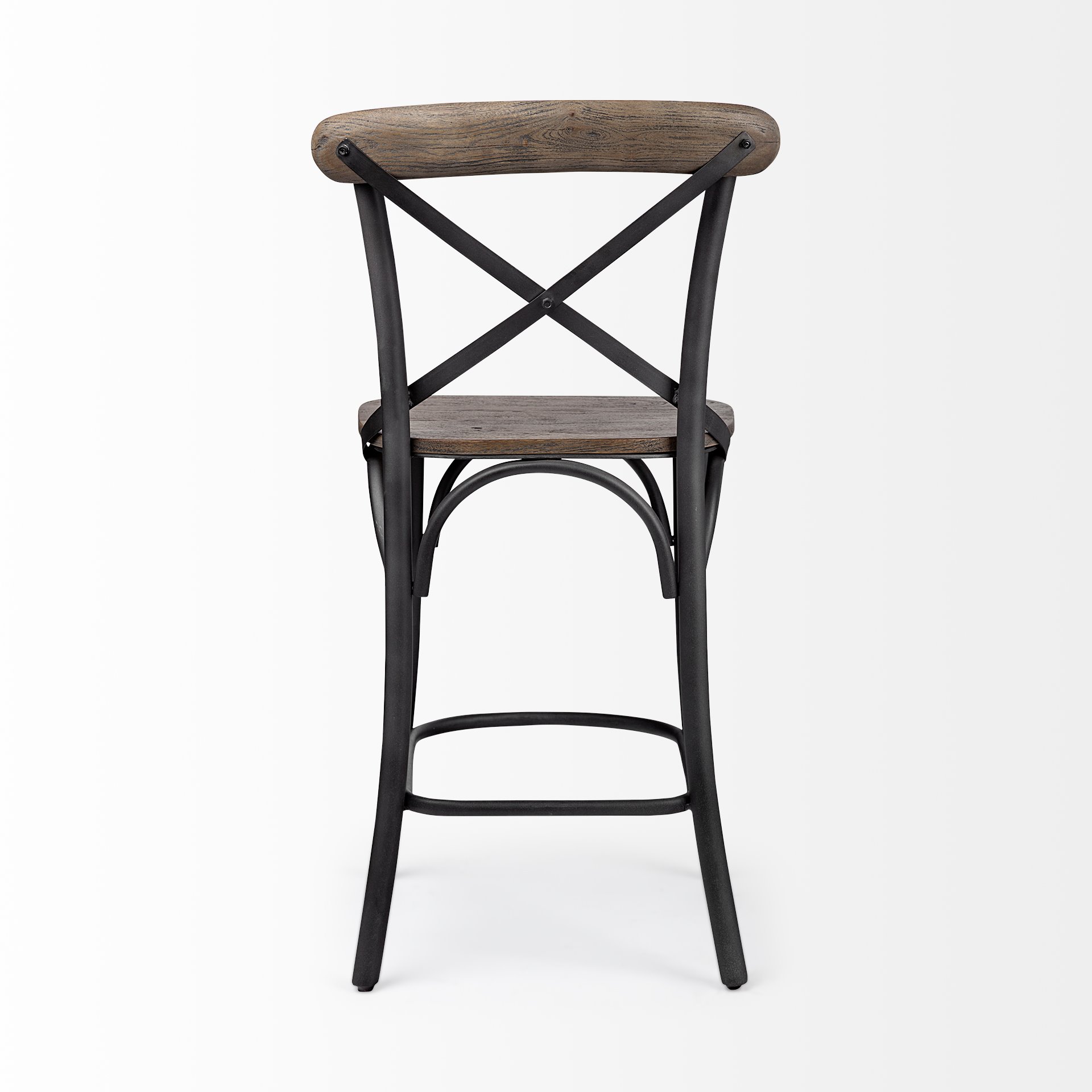 Mercana Etienne Wood Seat Bar/Counter Stool - Black, Metal