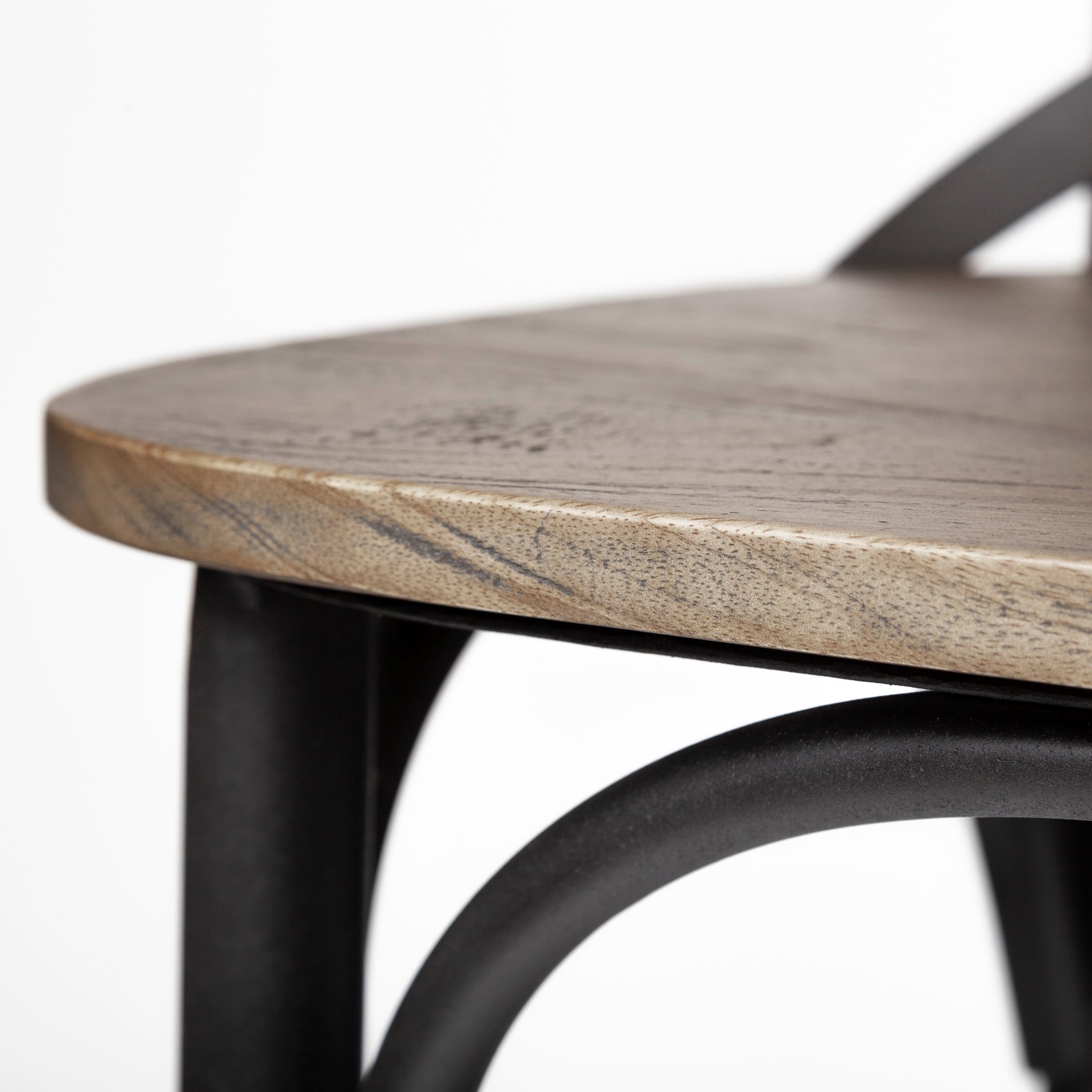 Mercana Etienne Wood Seat Bar/Counter Stool - Black, Metal