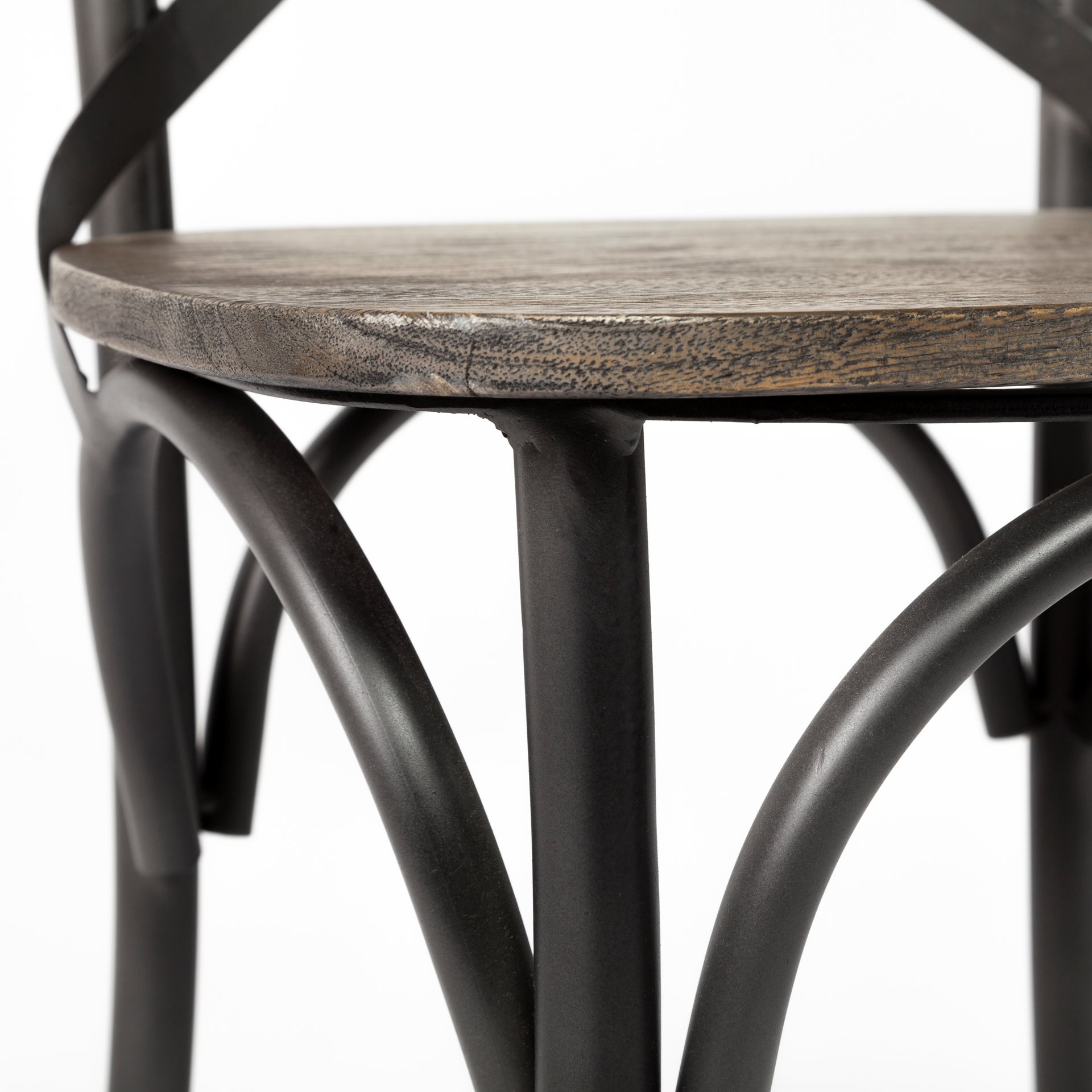 Mercana Etienne Wood Seat Bar/Counter Stool - Black, Metal