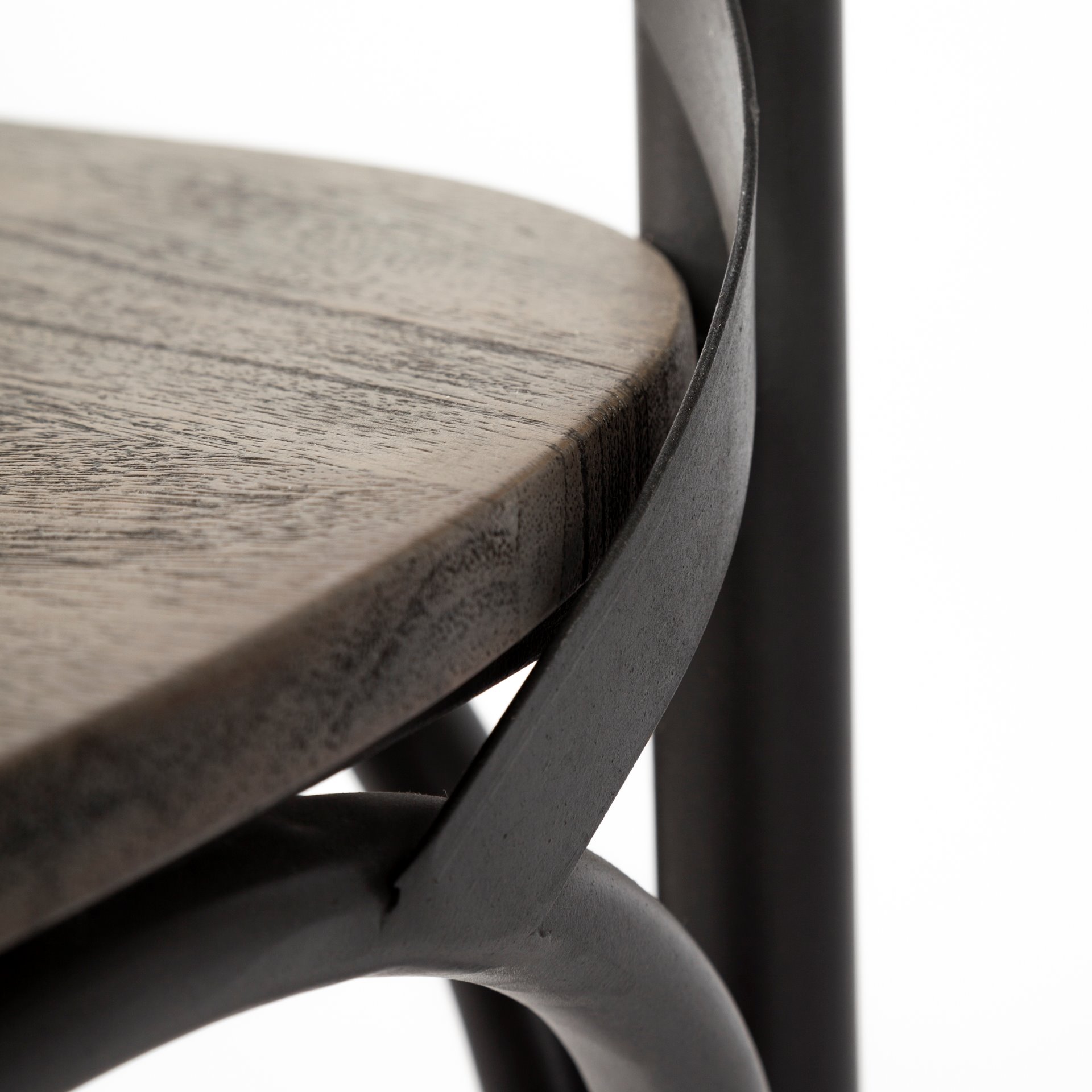 Mercana Etienne Wood Seat Bar/Counter Stool - Black, Metal