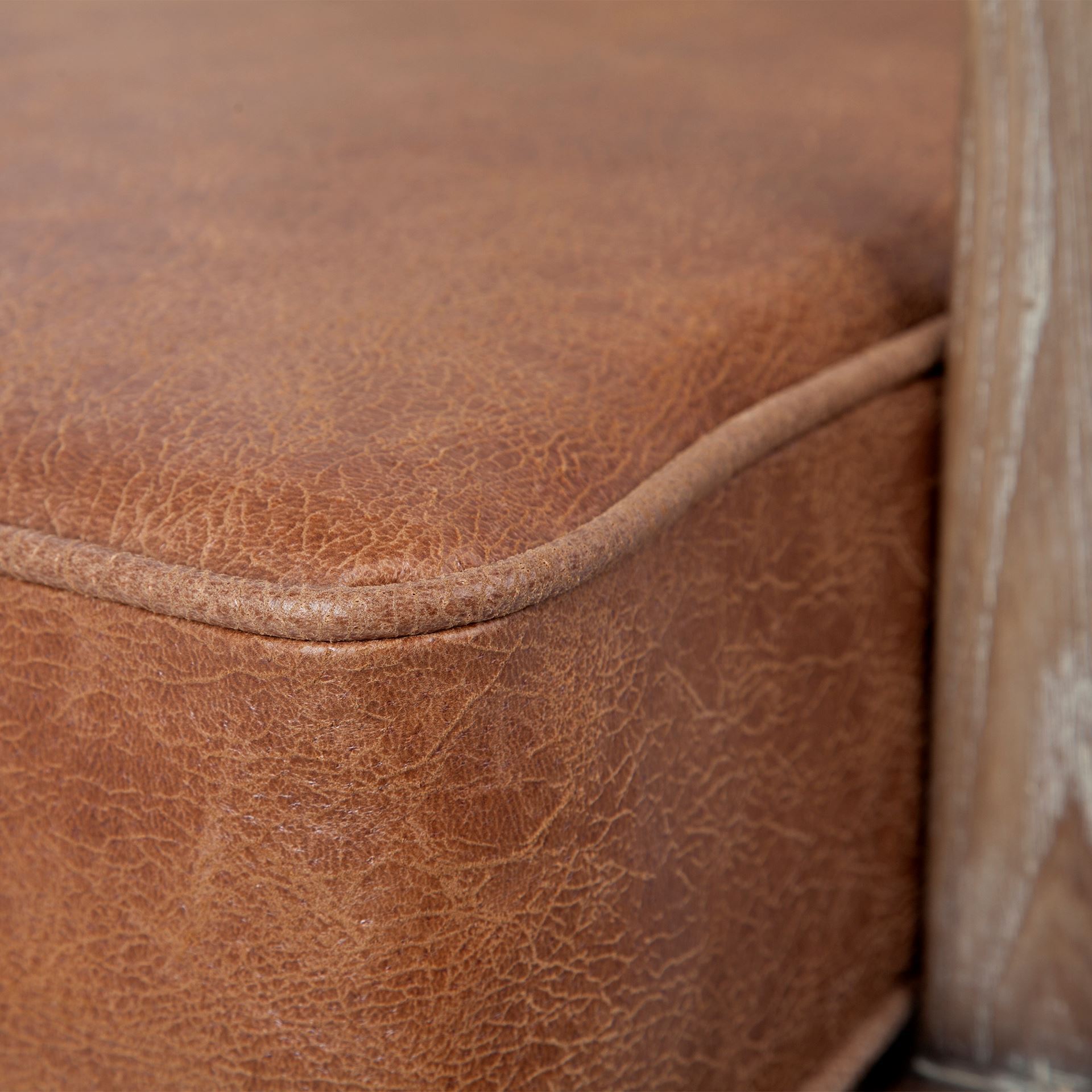 Mercana Harman Leather Accent Chair - Brown/Cream, Wood