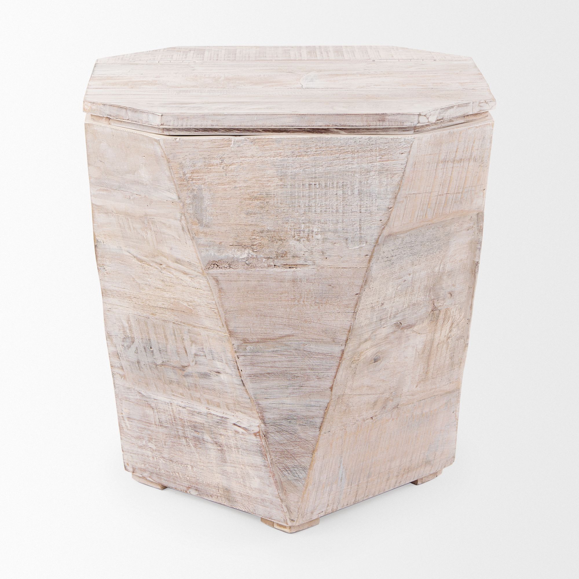Mercana Esagono End Table with Storage - Whitewash