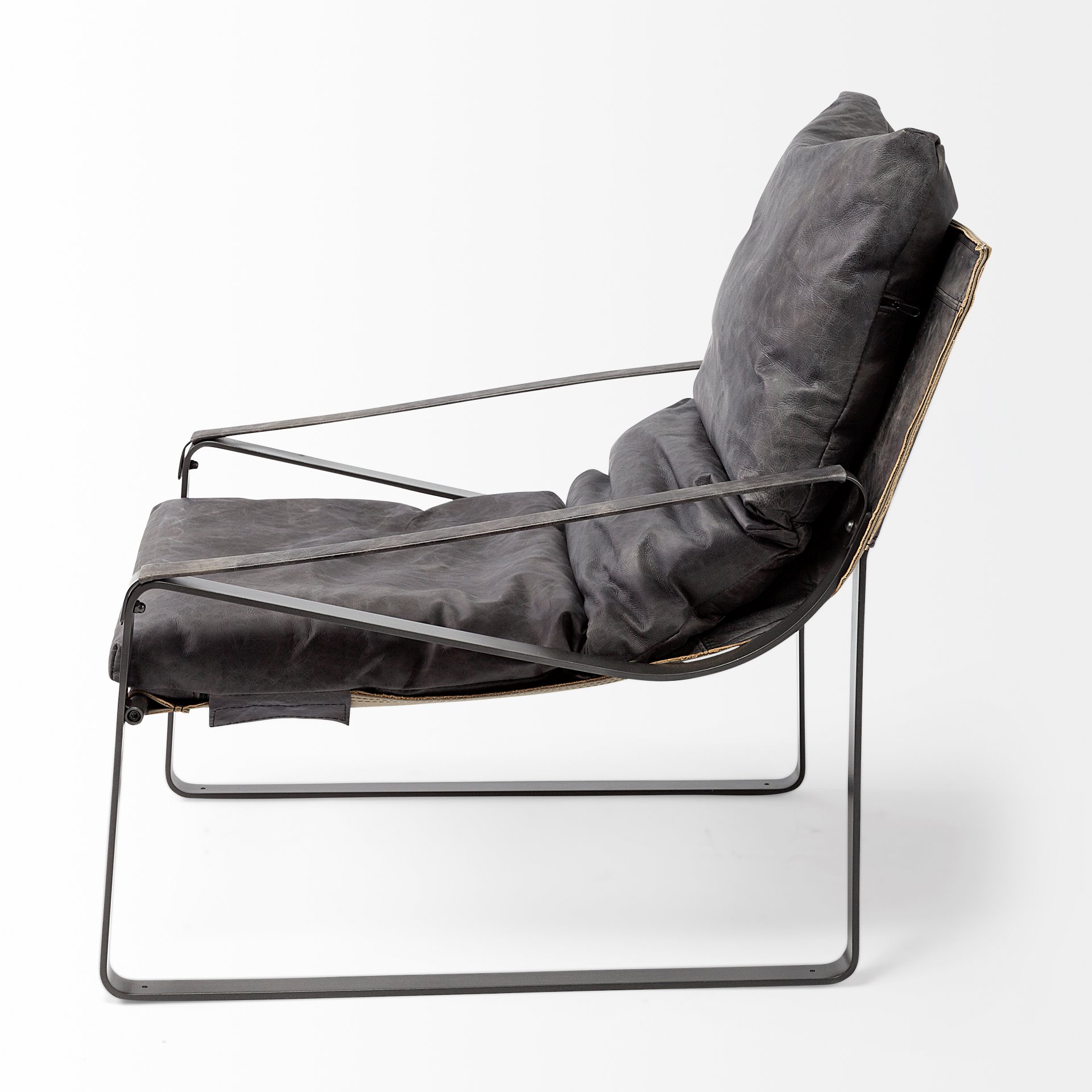 Mercana Hornet Leather Accent Chair - Black, Fabric
