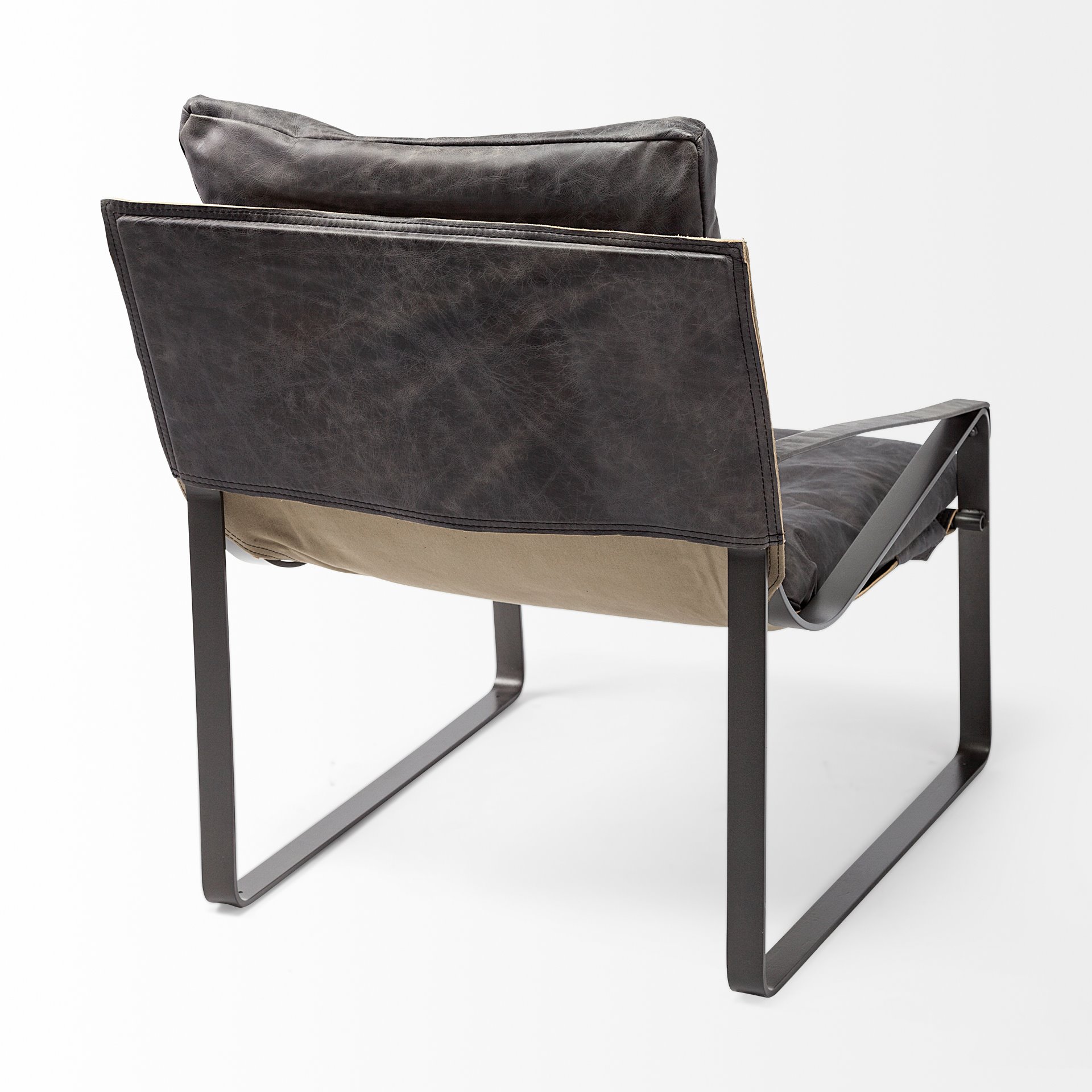 Mercana Hornet Leather Accent Chair - Black, Fabric