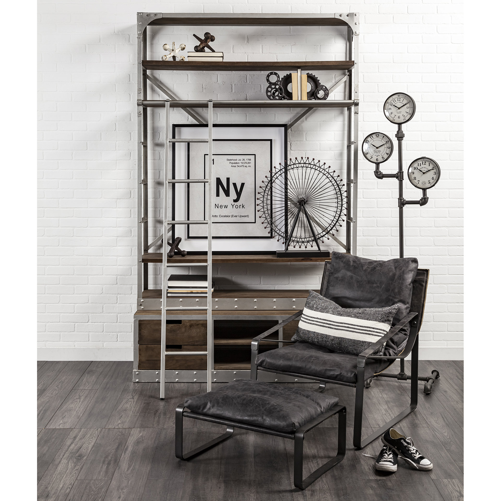 Mercana Hornet Leather Accent Chair - Black, Fabric