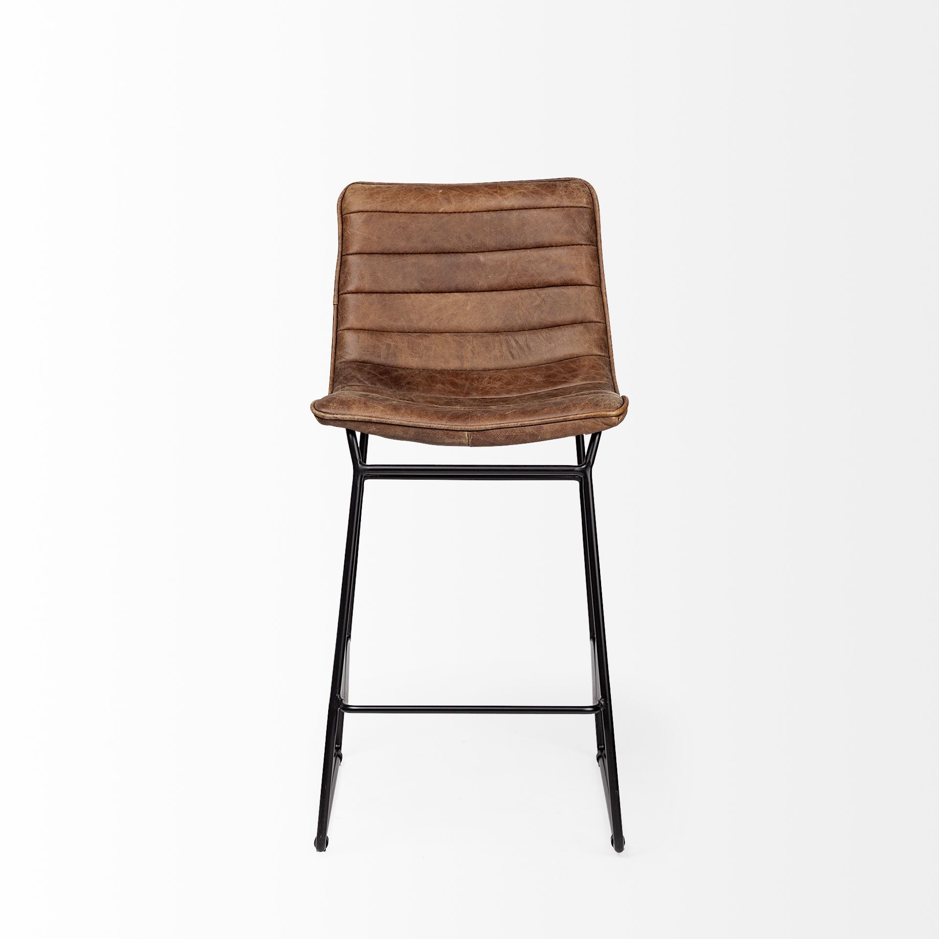 Mercana Meritt Leather Seat Bar/Counter Stool - Brown, Metal