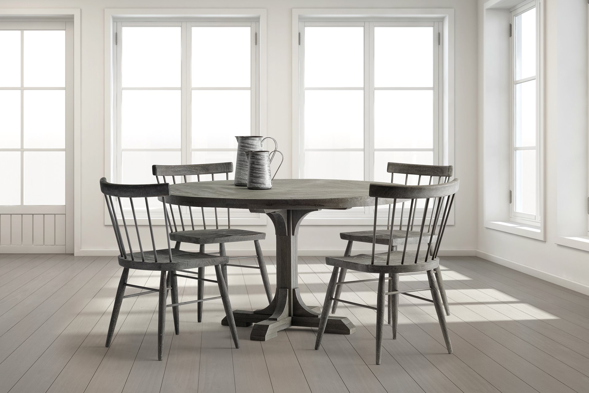 Mercana - Barrett Round Dining Table in Brown/Gray, Solid Wood