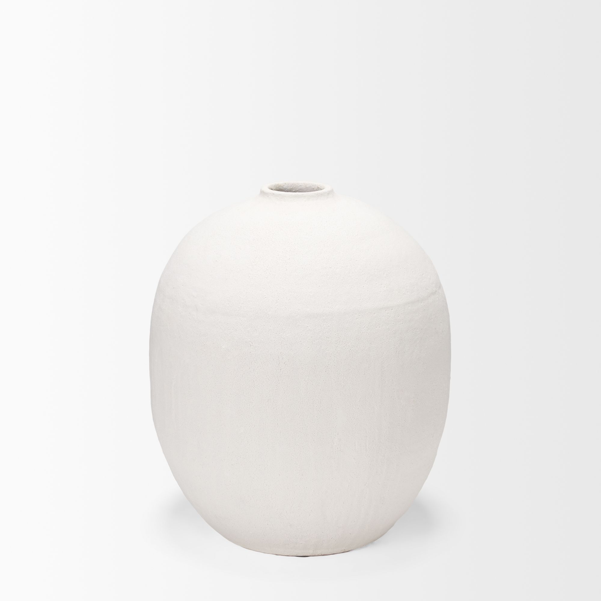 Mercana Karakum I Short Textured Ceramic Vase - White