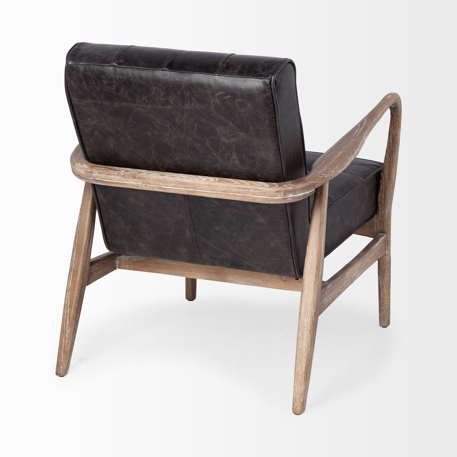 Mercana - Phineas Leather Accent Chair in Black, Fabric