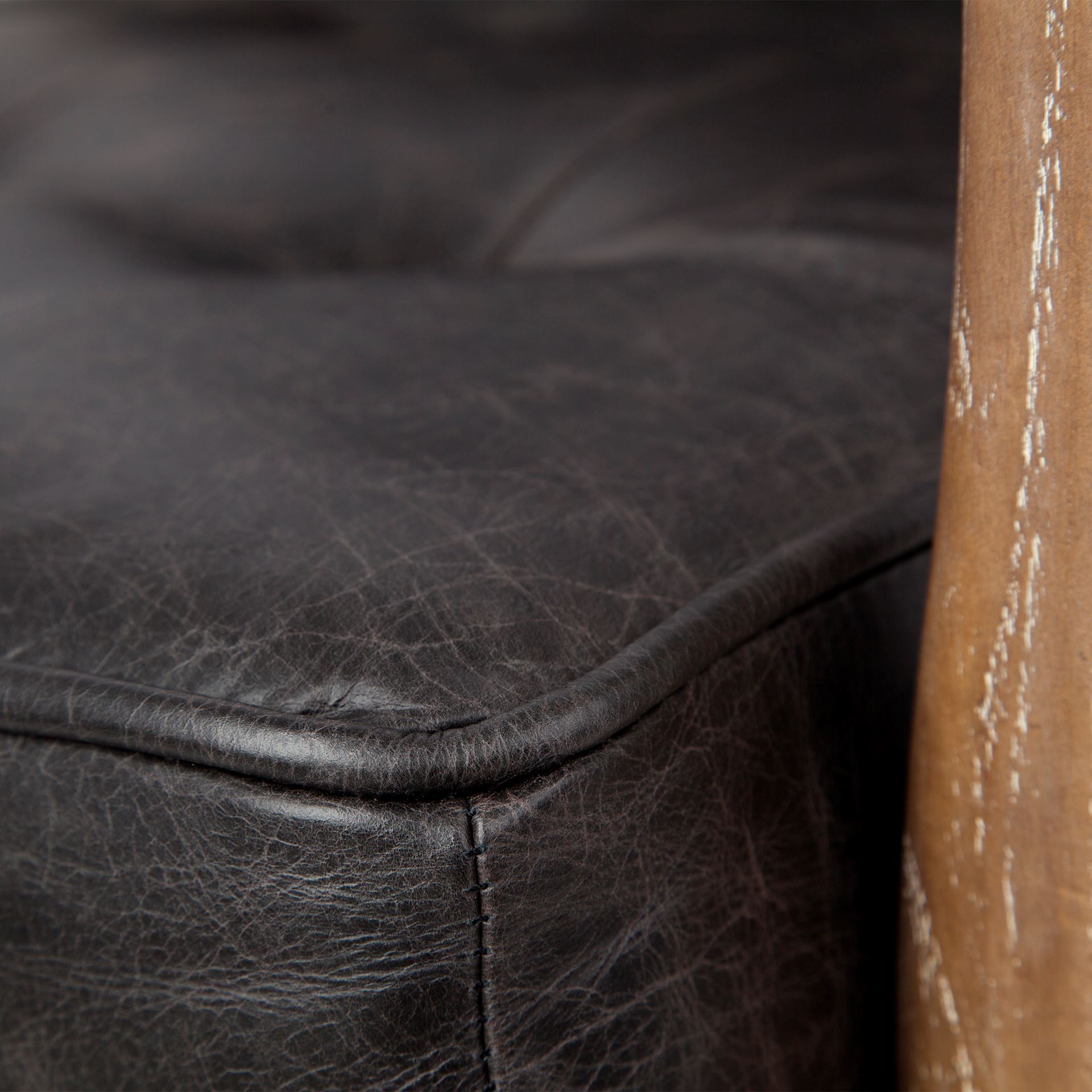 Mercana - Phineas Leather Accent Chair in Black, Fabric