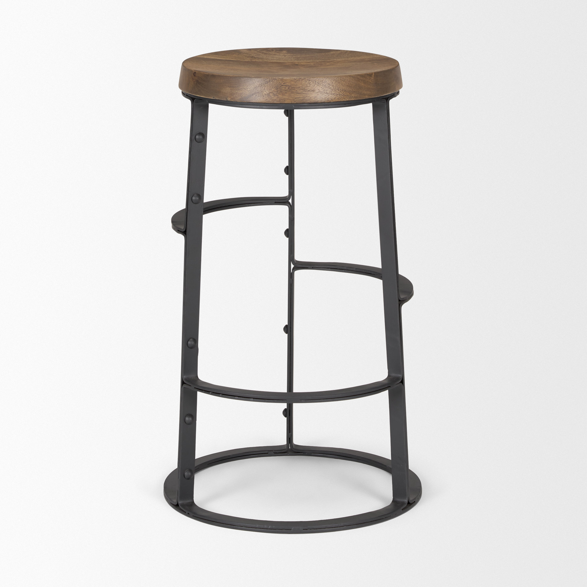 Mercana - Neo Wood Seat Bar/Counter Stool in Black, Solid Wood