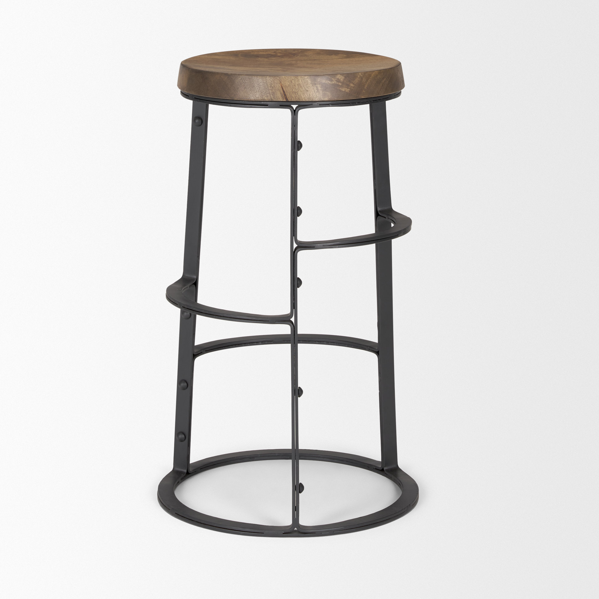 Mercana - Neo Wood Seat Bar/Counter Stool in Black, Solid Wood