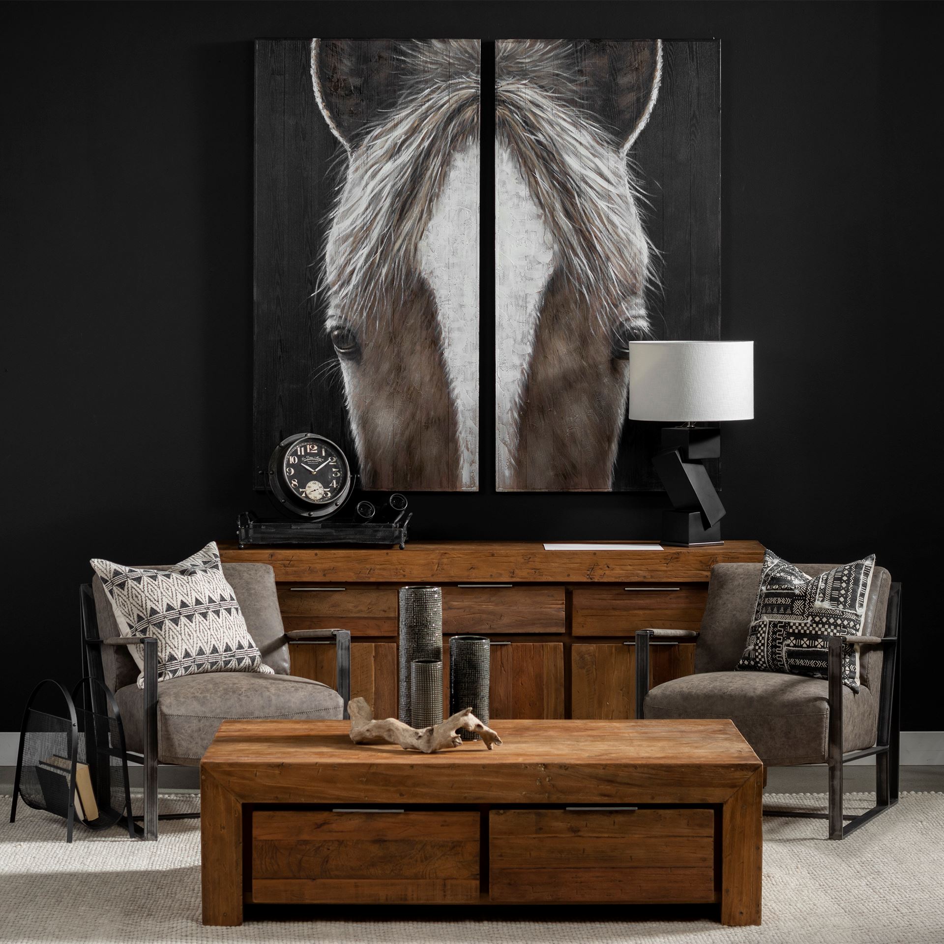 Mercana Kona Vase - Black/Gold, H10"