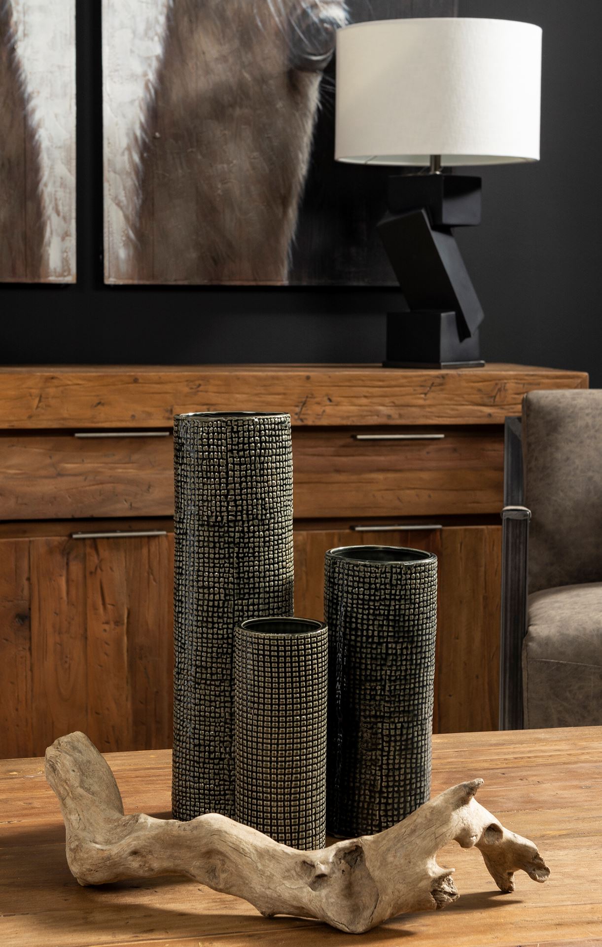 Mercana Kona Vase - Black/Gold, H10"