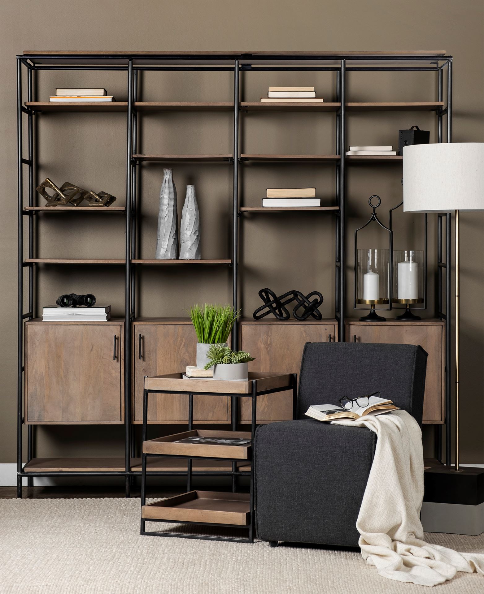 Mercana - Trey Accent Table in Brown, Solid Wood