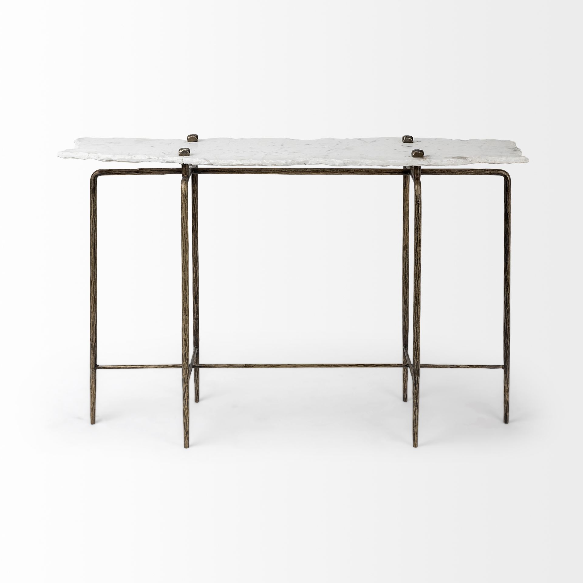 Mercana - Pinera Console Table in Gold/White, Iron