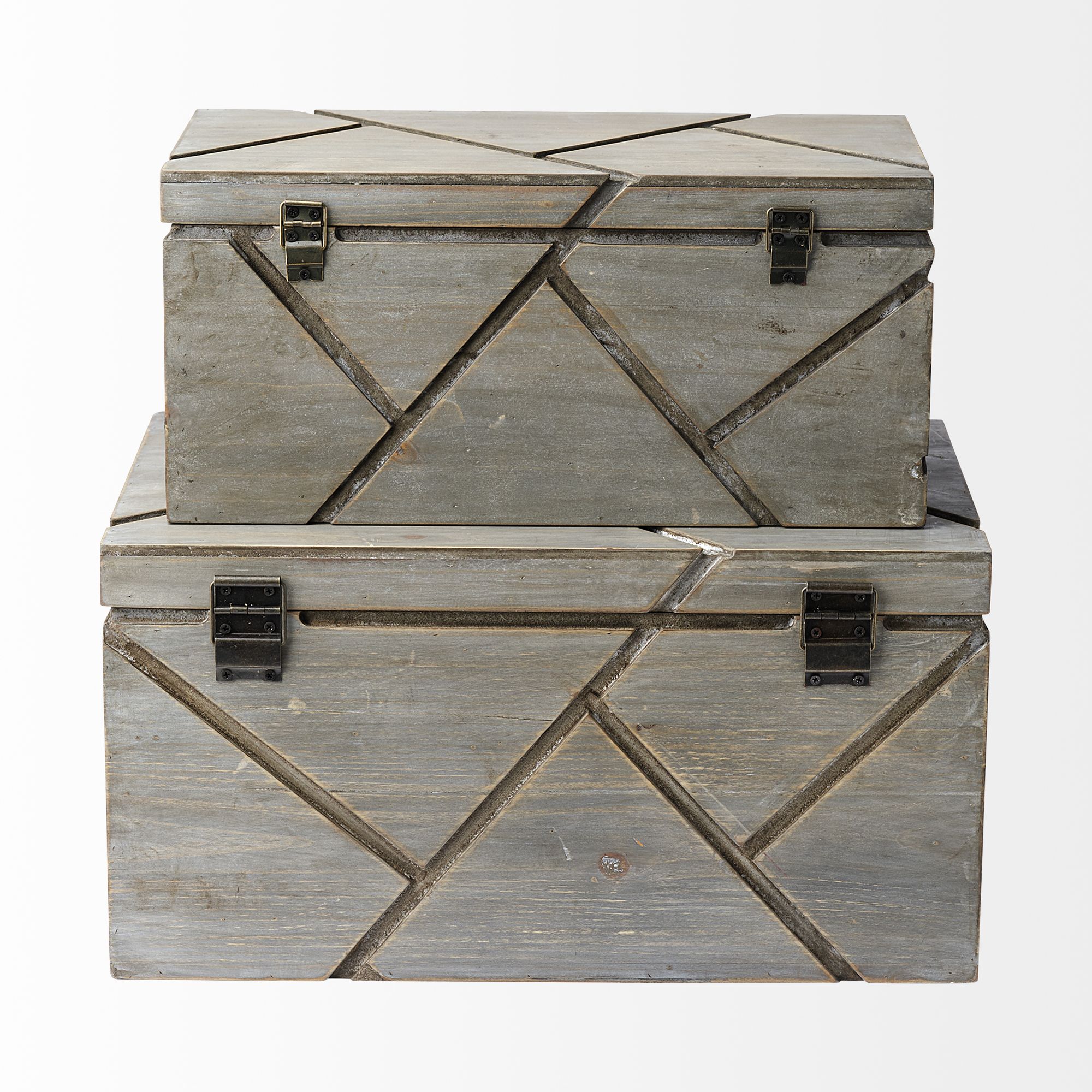 Mercana - Niobe 16L x 11W Gray Wooden Nesting Boxes (Set of 2)