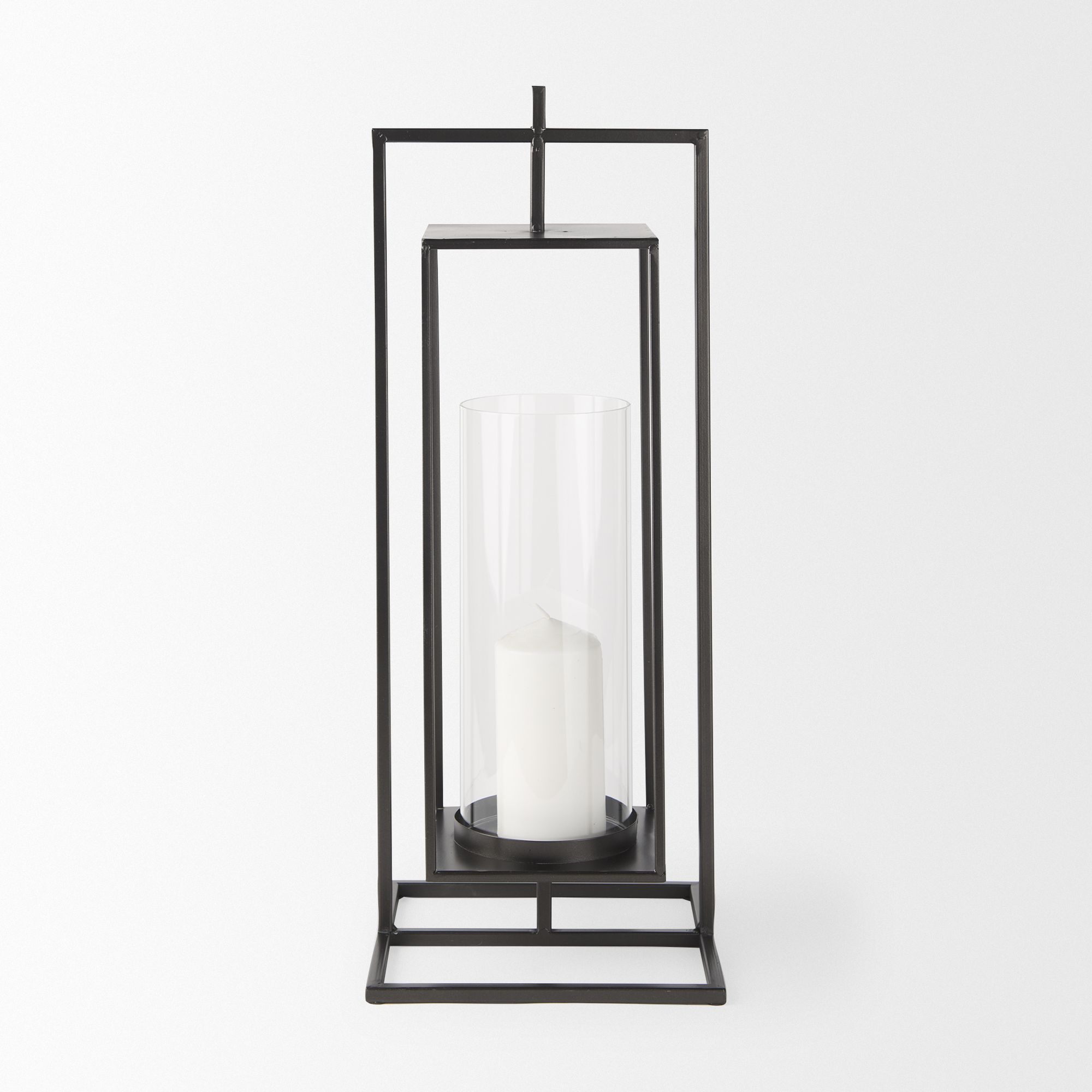 Mercana Albus I Large Black Metal Rectangular Table Candle Holder