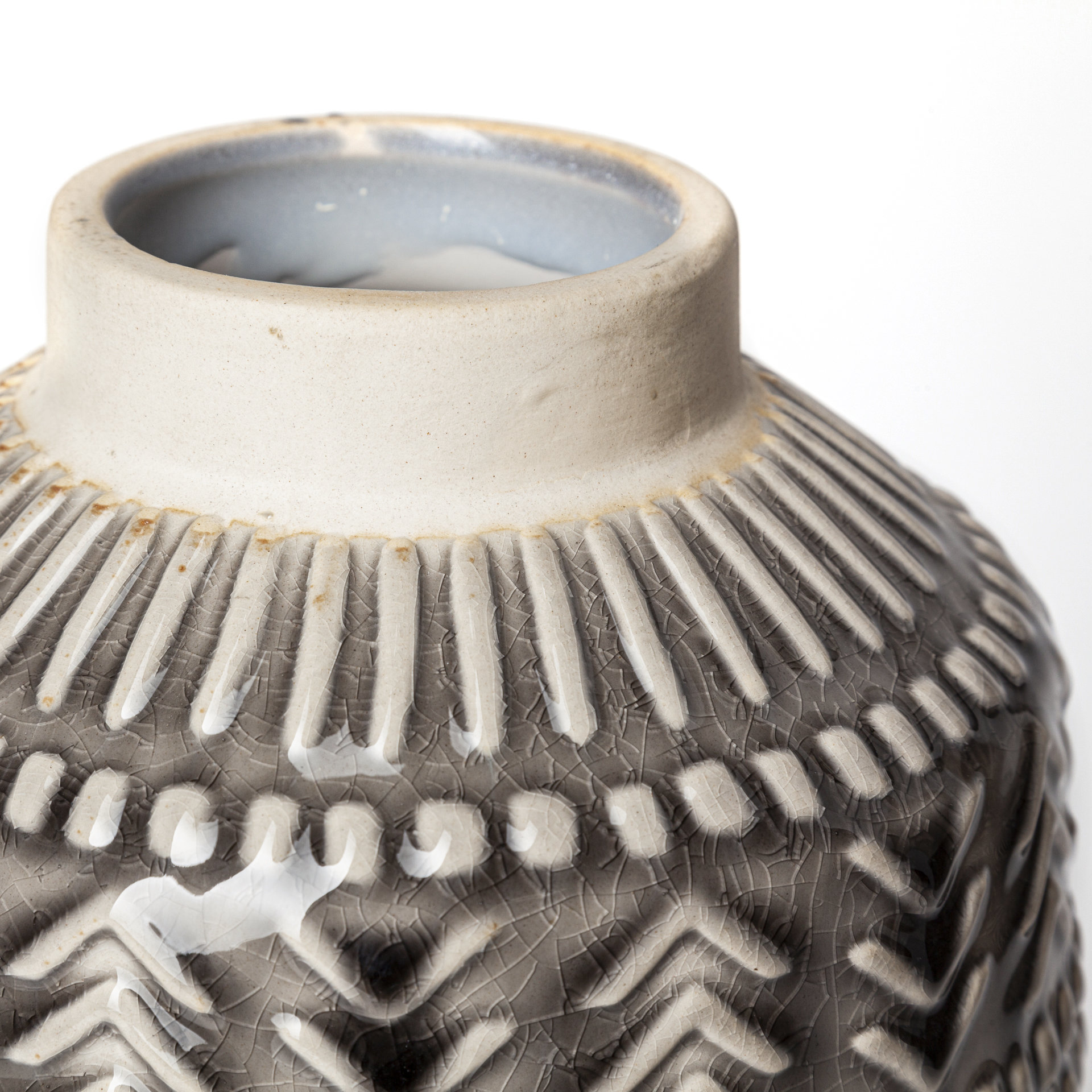 Mercana Riker Vase - Gray/Cream, H9"