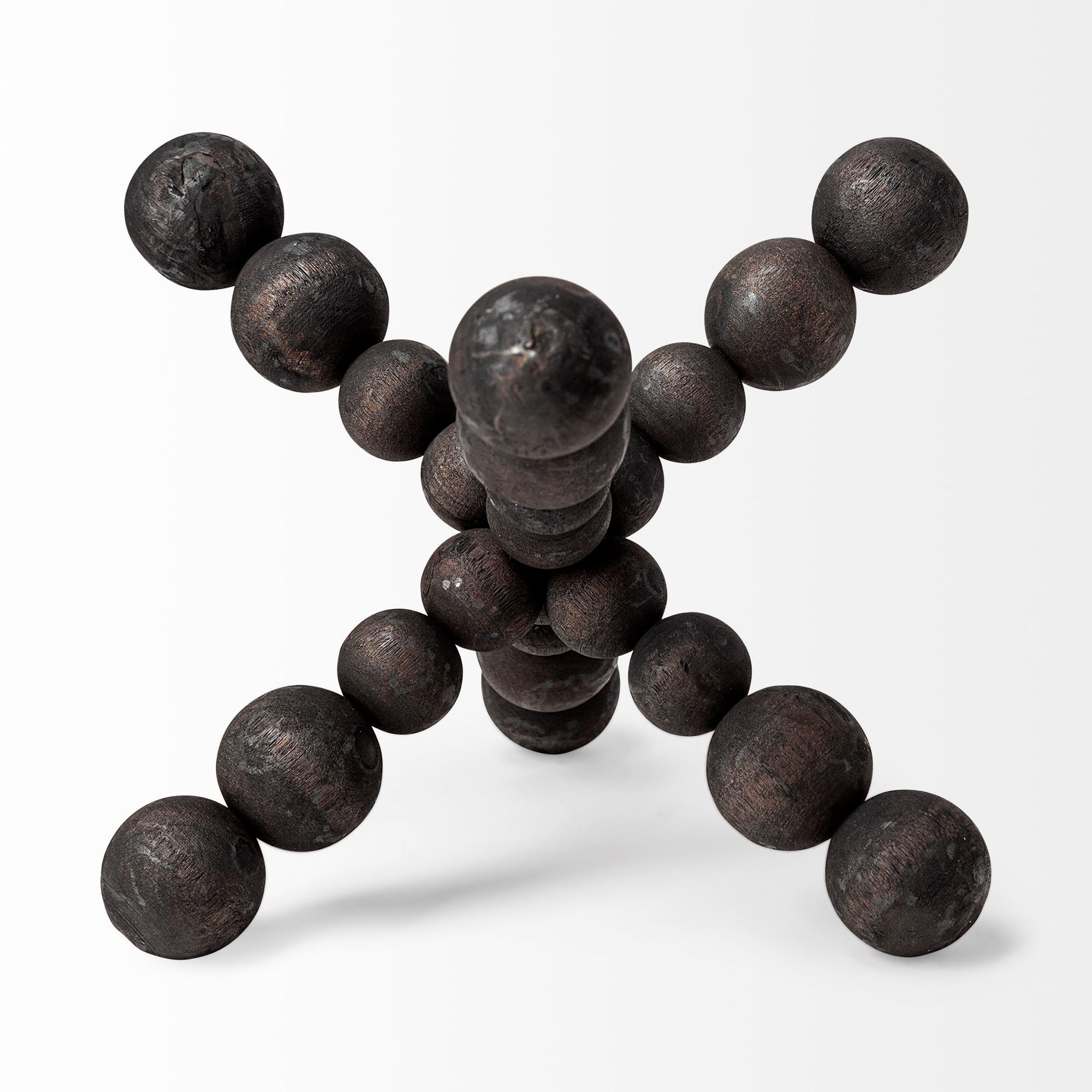Mercana Carollan II Large 9L x 9W Geometric Wood Ball Jack - Black