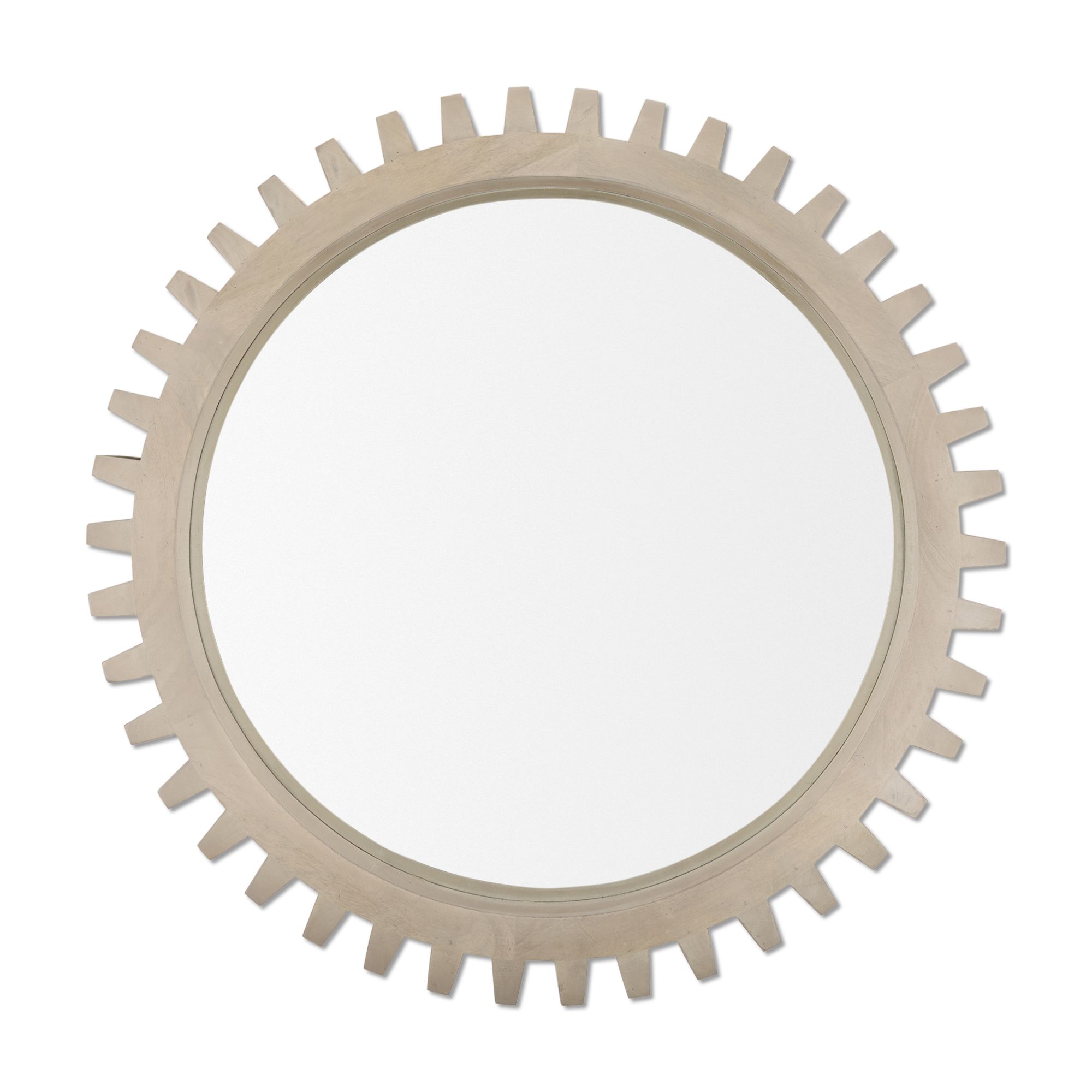 Mercana Sterling Cog III Round 35" Mirror with Wood Frame - White