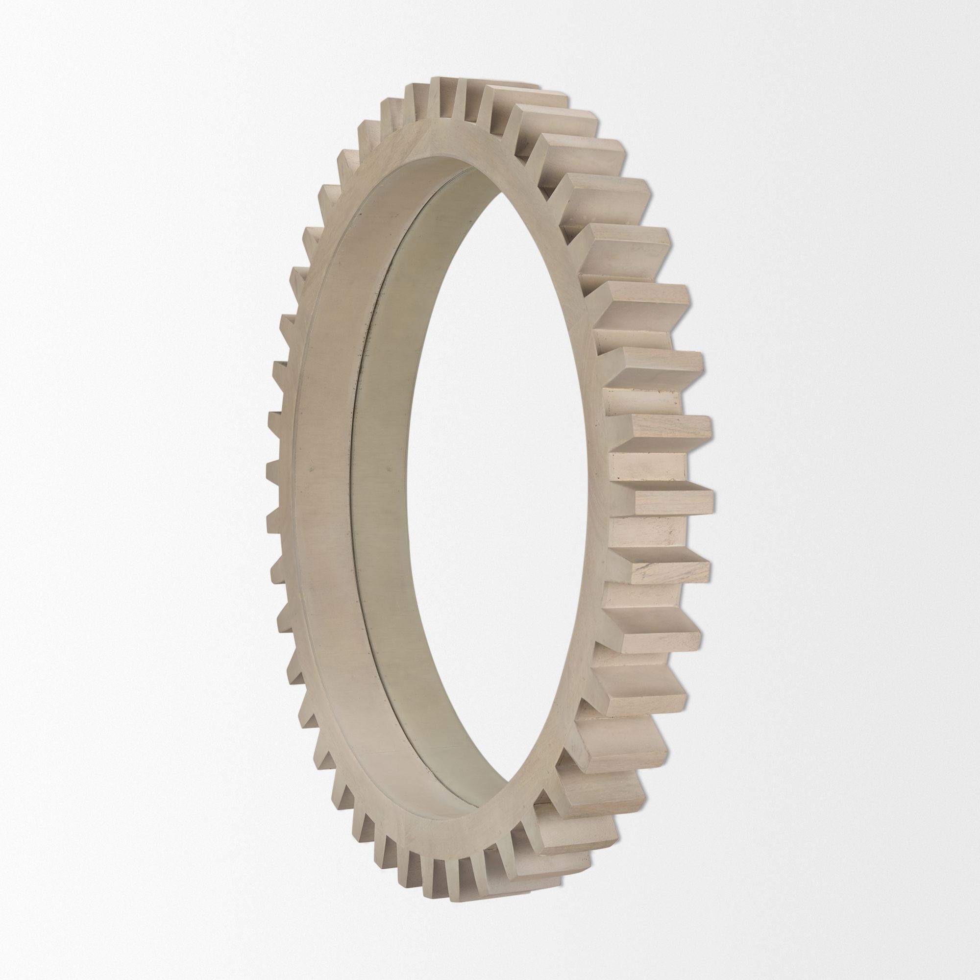 Mercana Sterling Cog III Round 35" Mirror with Wood Frame - White