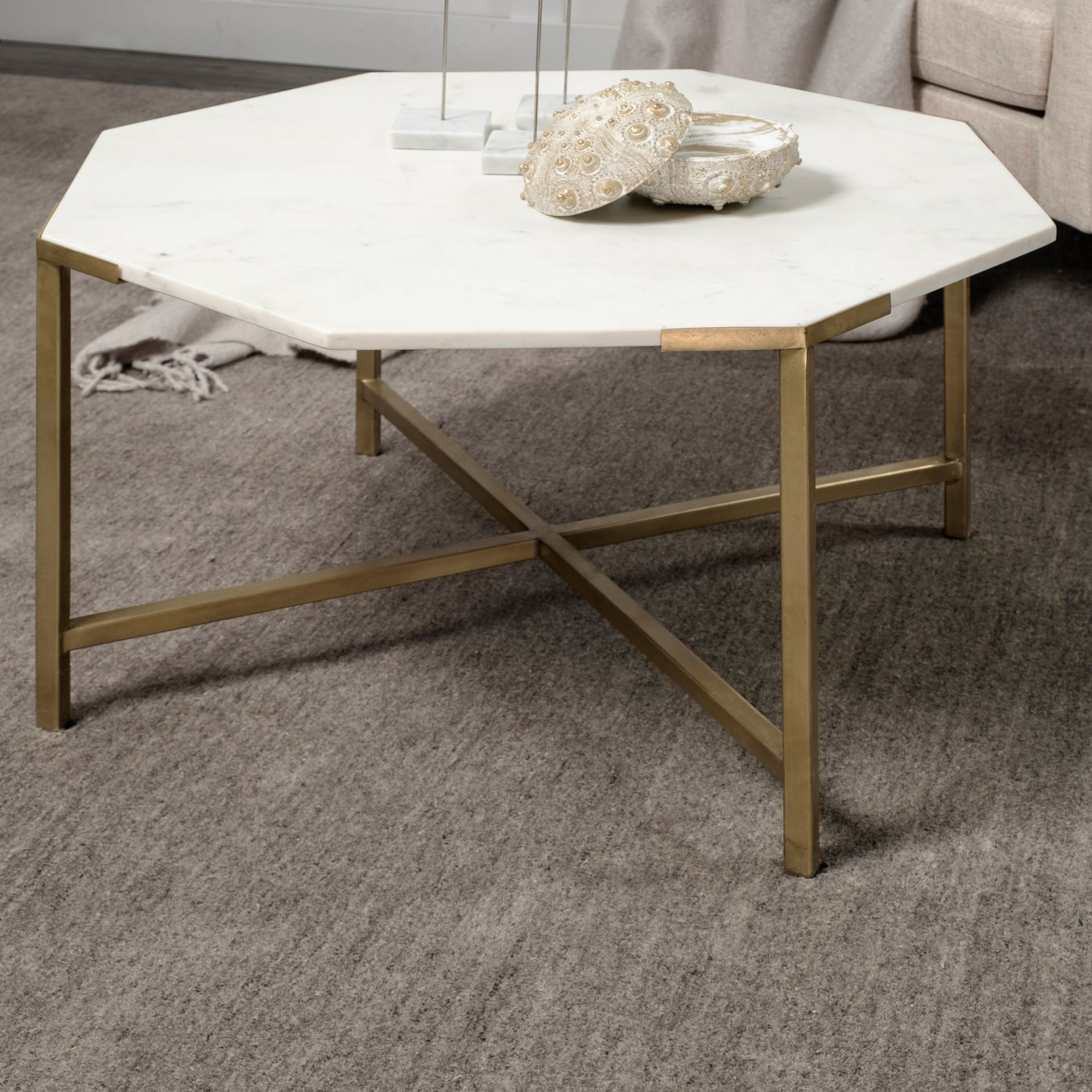 Mercana - Vincent Coffee Table in Gold, Stone