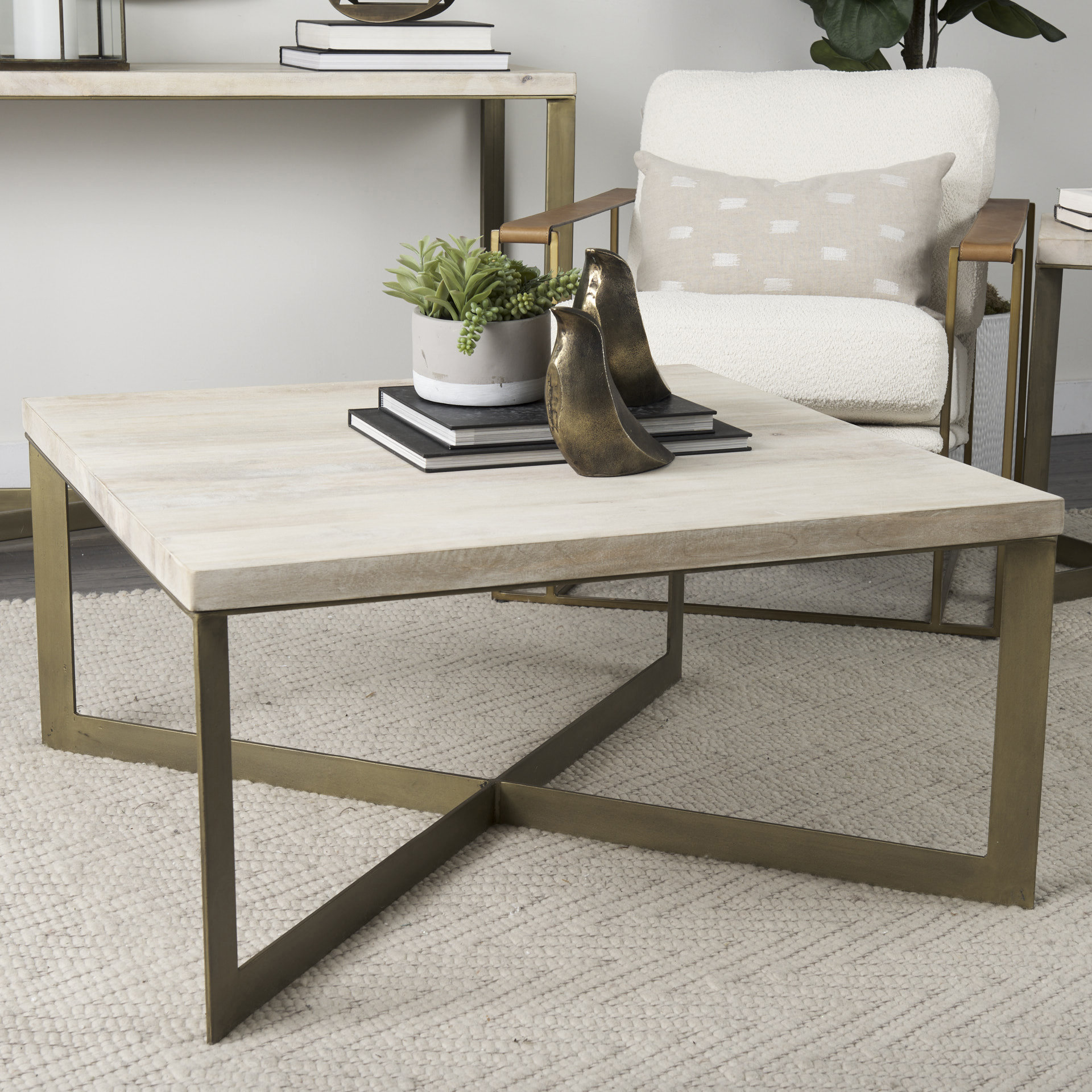 Mercana Faye Square Coffee Table - Beige, Wood